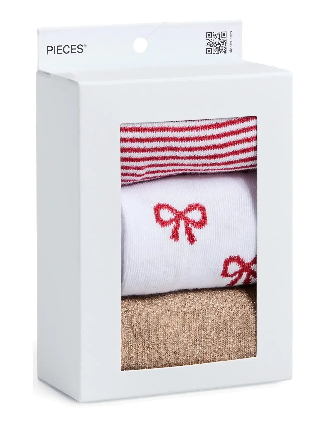 Pieces - PCJOPI XMAS GLITTER SOCKS 3-PACK BOX BC - die niedrigsten preise - tawny port - 1
