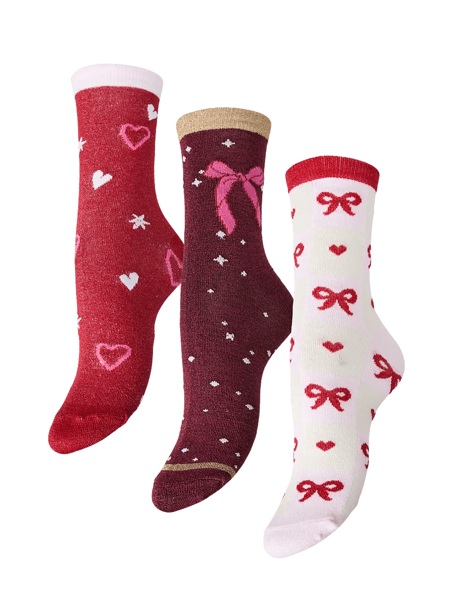 Pieces - PCJINGLE GLITTER SOCKS 3-PACK BC MXM - almindelige strømper - roseate spoonbill - 0