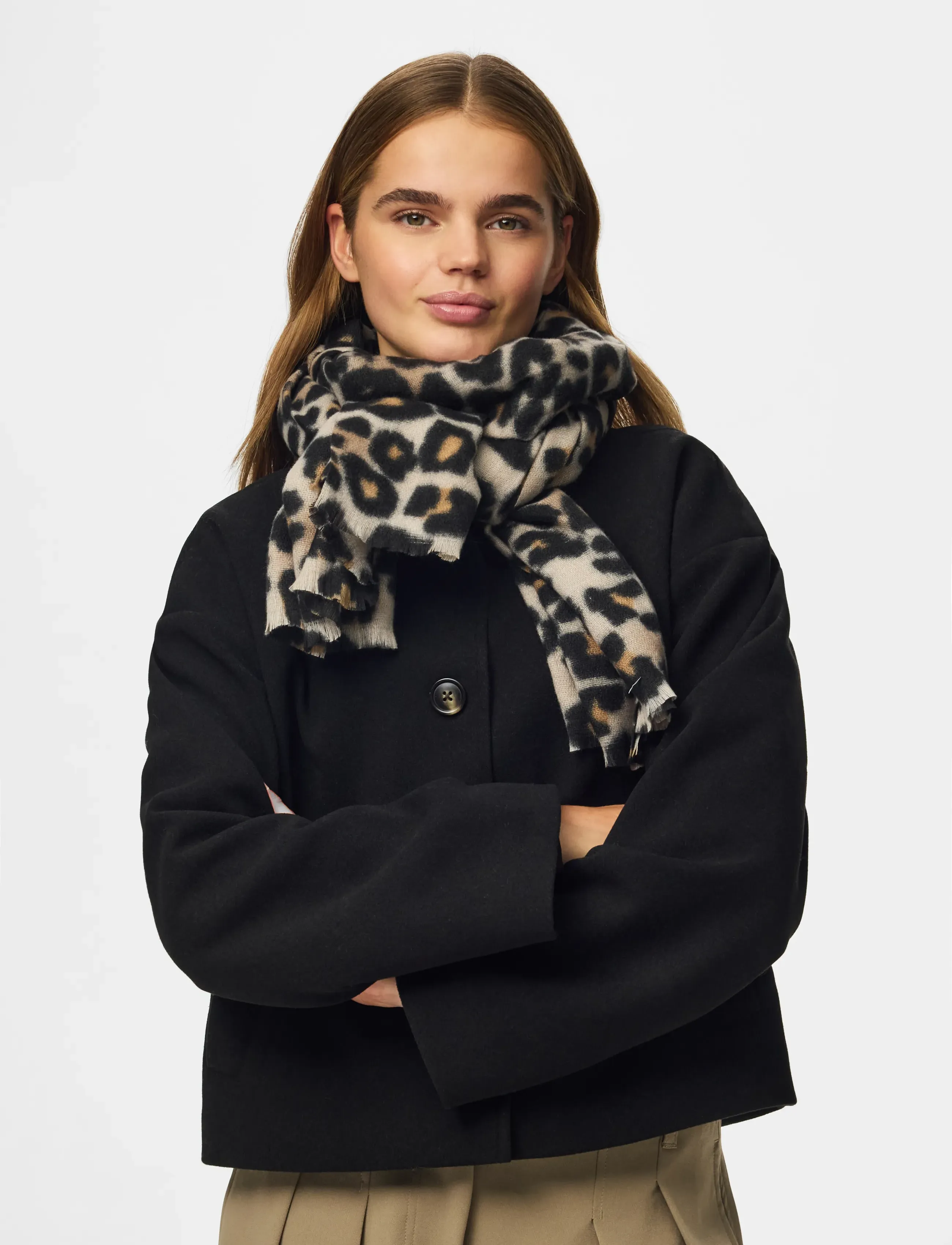 Pieces PCJORNA LONG SCARF NOOS BC - Scarves - BLACK / beige