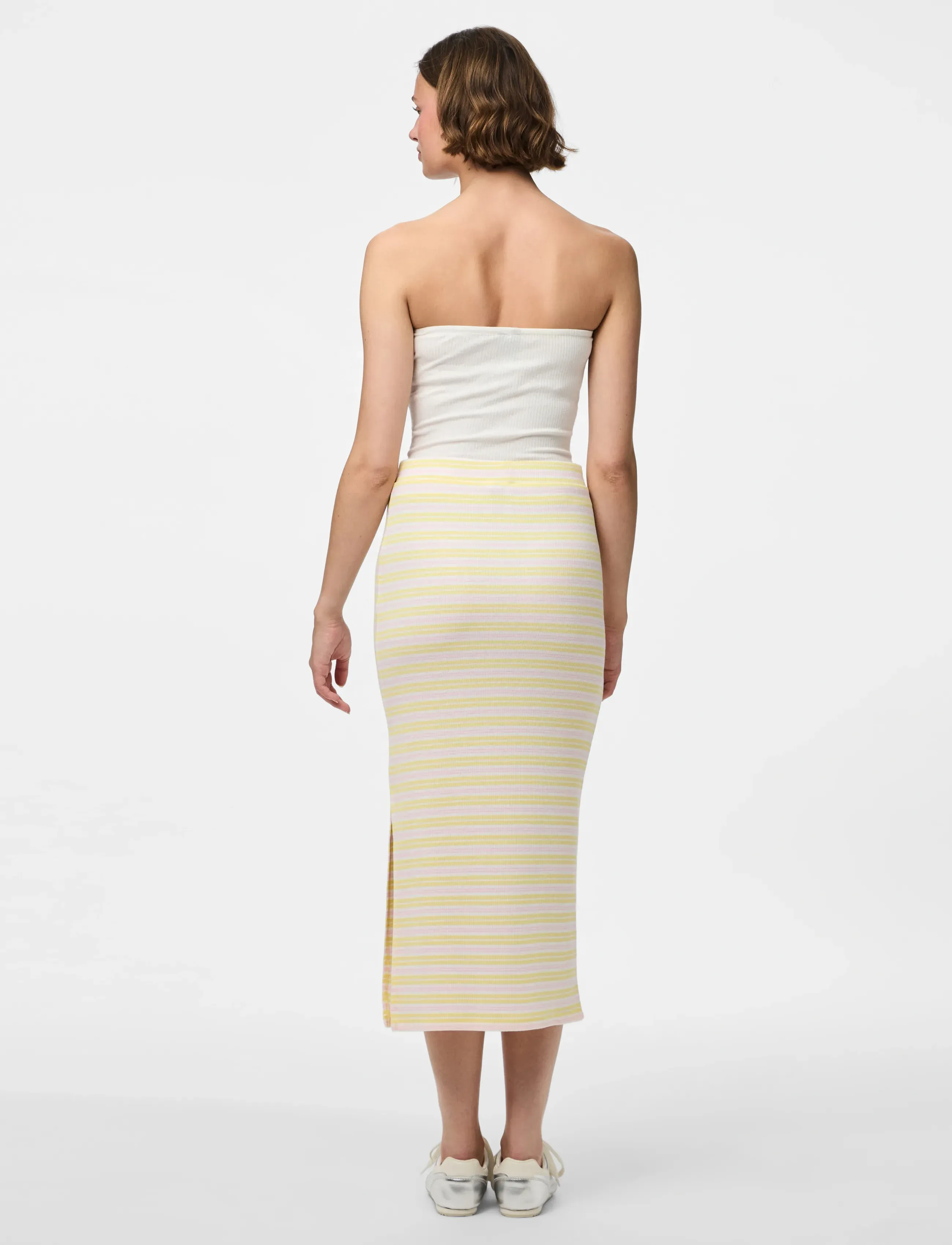 Pieces - PCJAYJAY HW SLIT SKIRT D2D - midi skirts - pale banana - 3