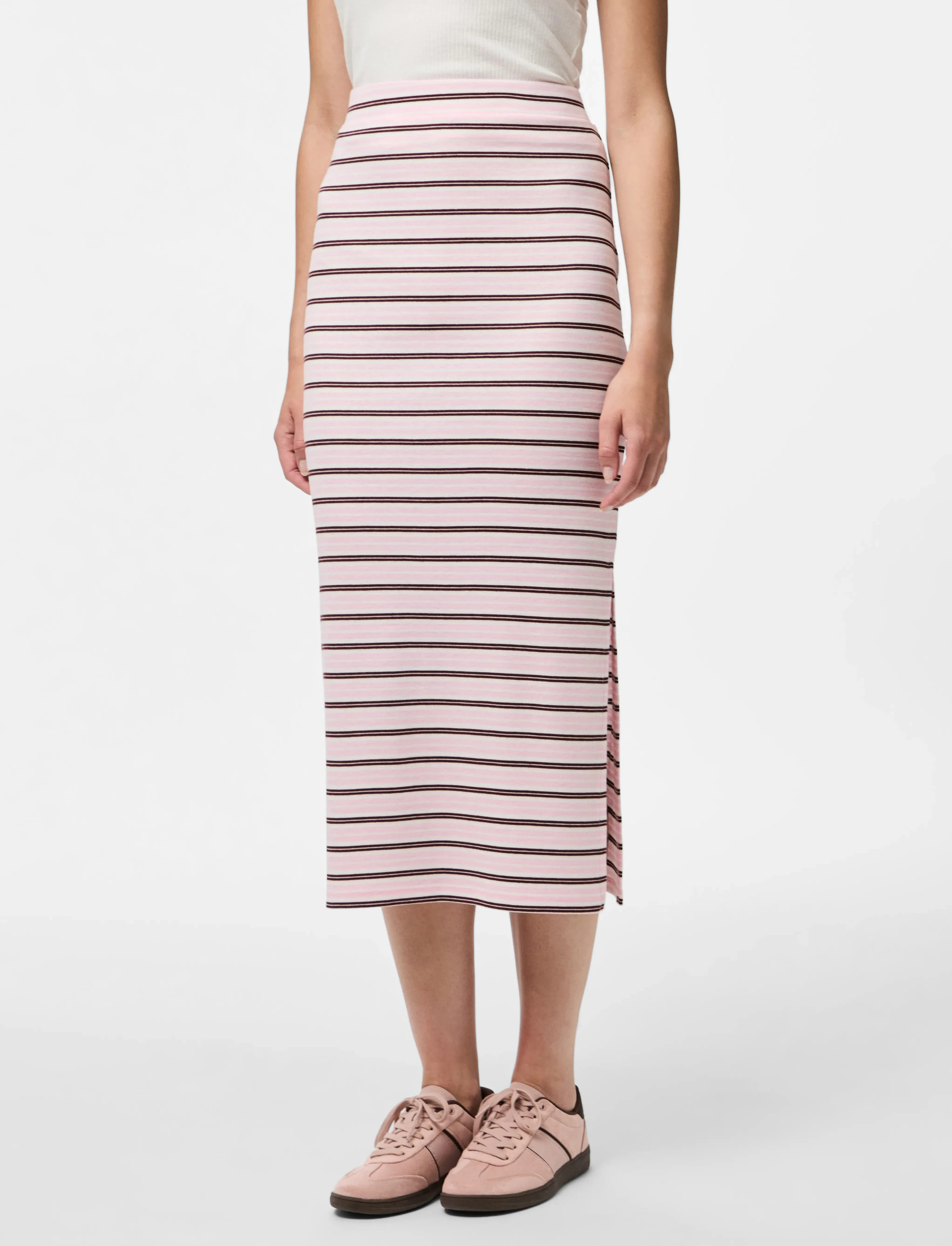 Pieces - PCJAYJAY HW SLIT SKIRT D2D - midi kjolar - pink tulle - 5