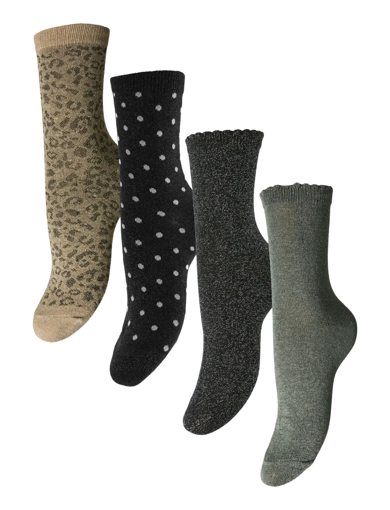 PIECES Pcsebby Glitter Long 4-Pack Mix Noos Bc Khaki - One Size - Damen