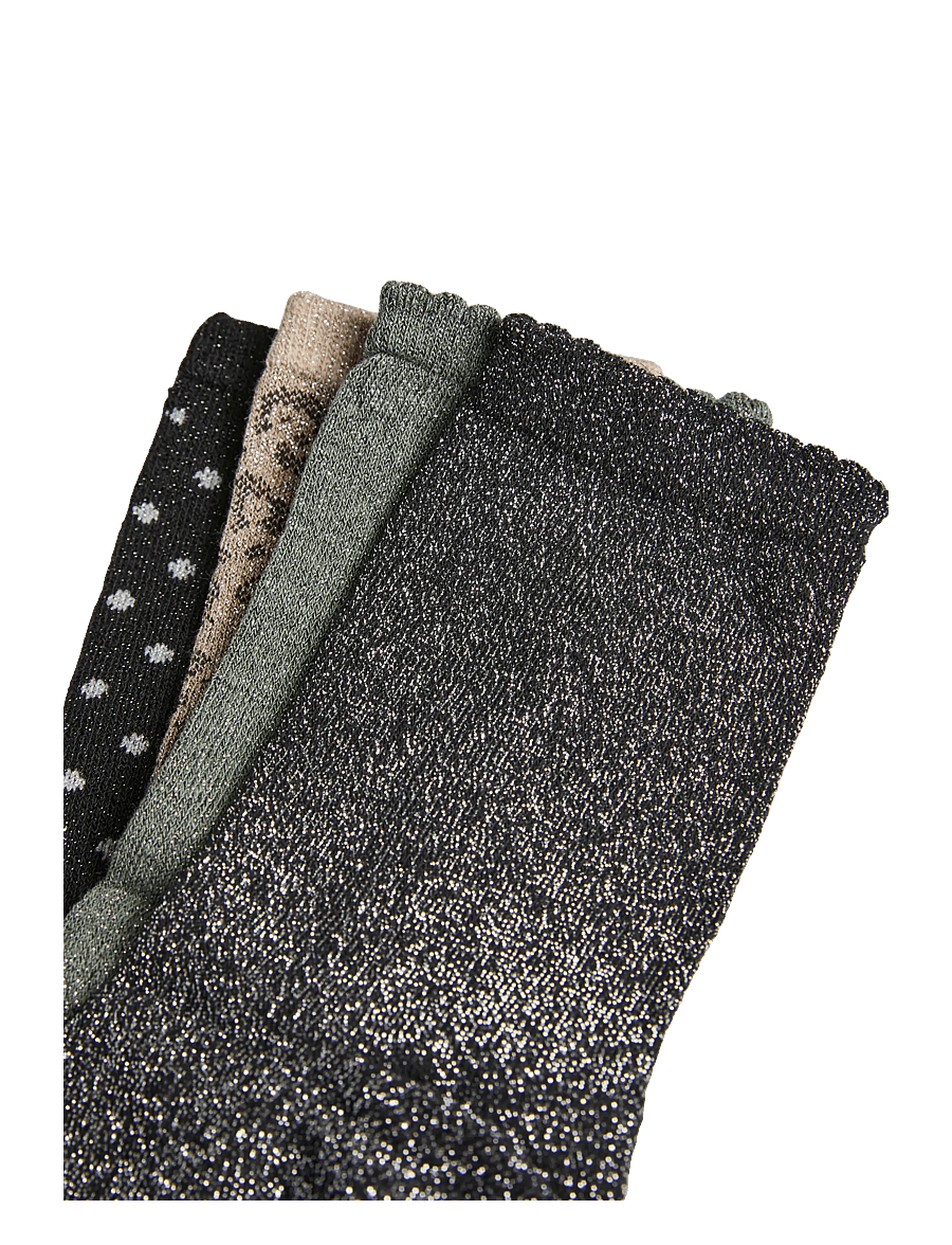 Pieces - PCSEBBY GLITTER LONG 4-PACK MIX NOOS BC - crew sokken - deep lichen green - 2