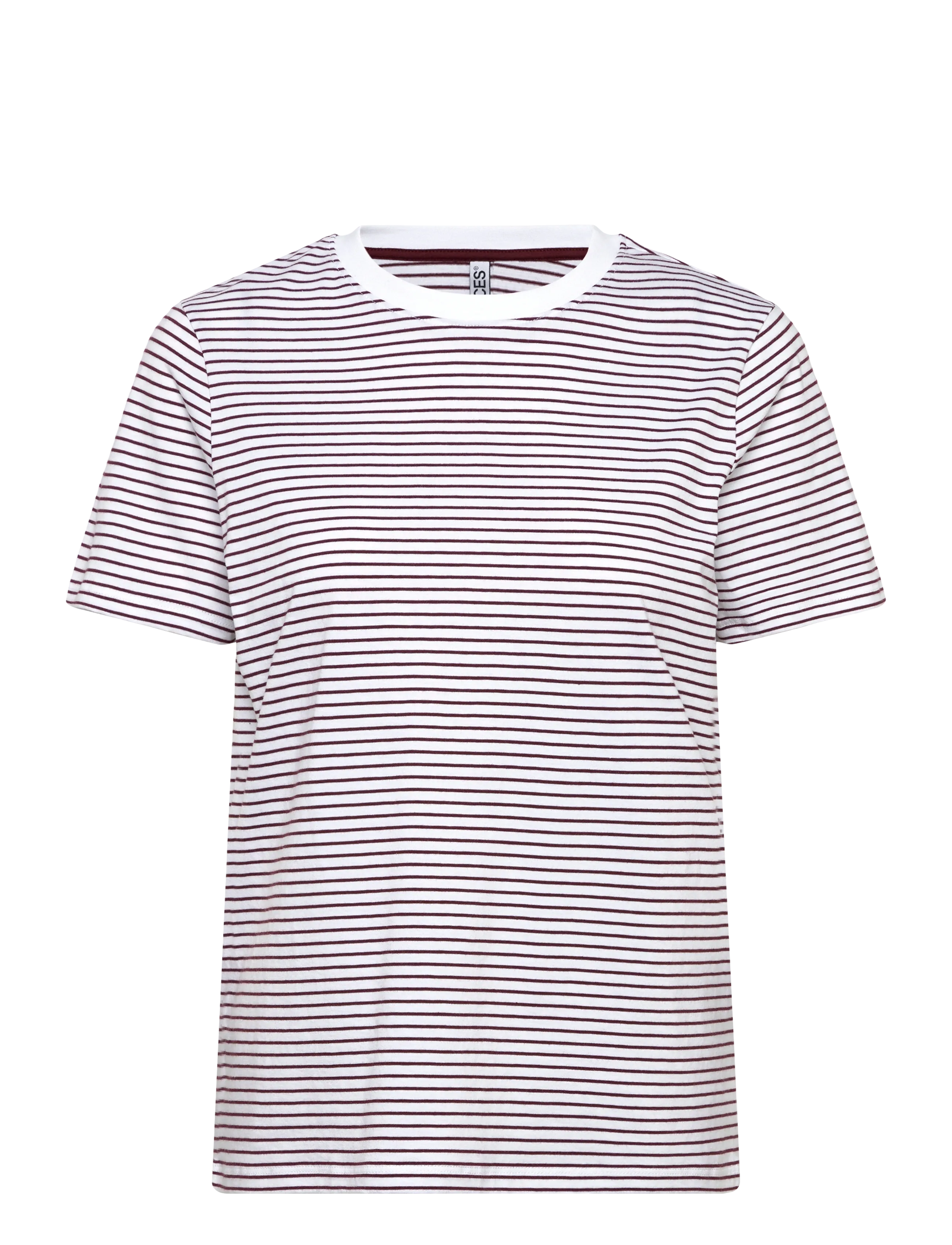 Pieces Pcria Ss Tee Stripes Jrs Noos Bc, Kvinder, Stribet T-Shirt, Hvid, Str: L