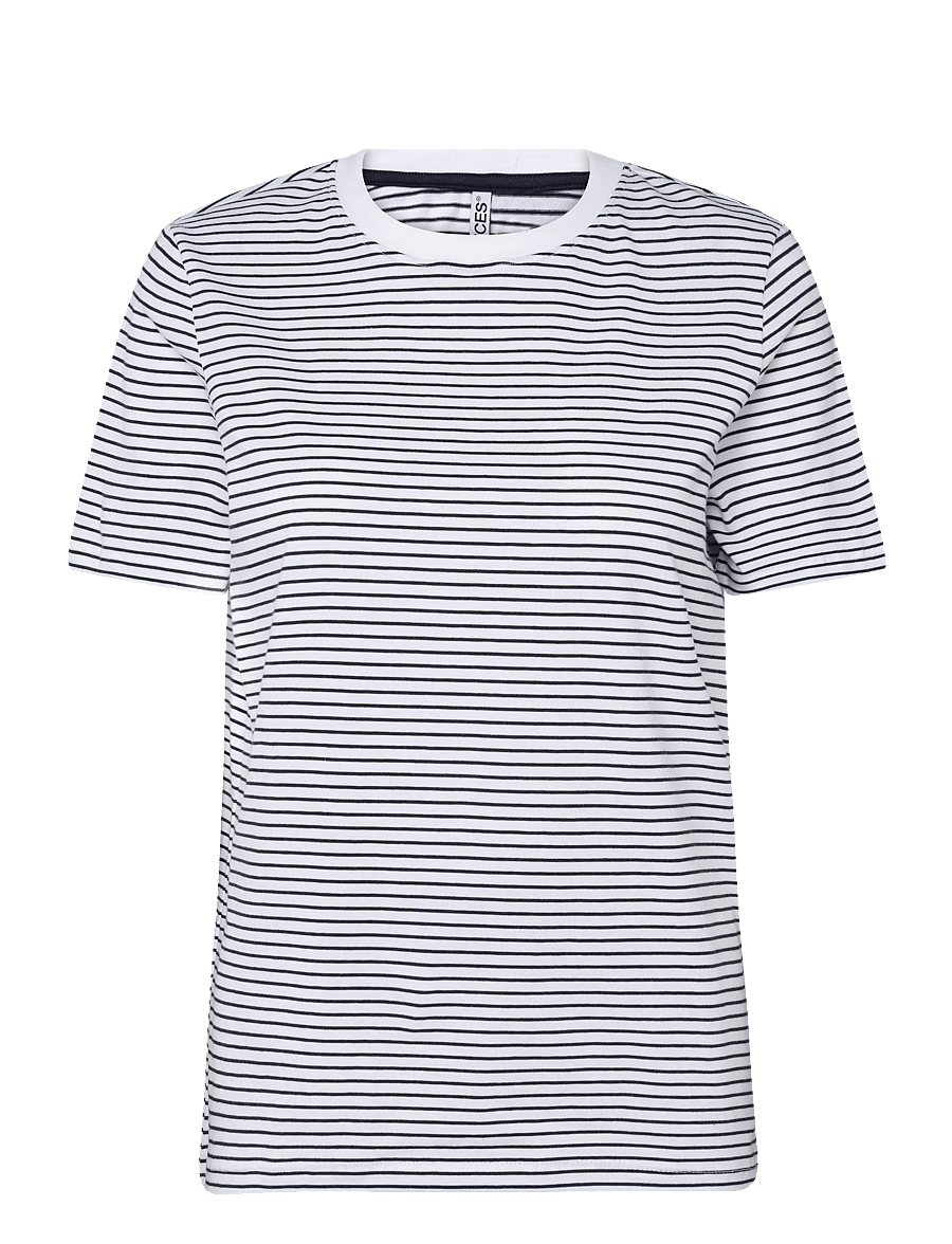 Pieces - PCRIA SS TEE STRIPES JRS NOOS BC - t-shirts - bright white - 0