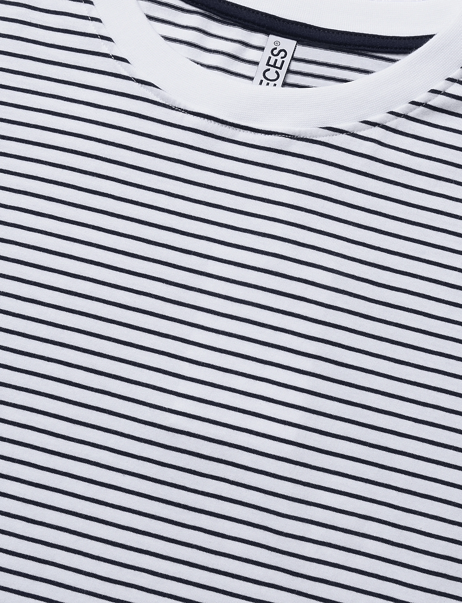 Pieces - PCRIA SS TEE STRIPES JRS NOOS BC - t-shirts - bright white - 2