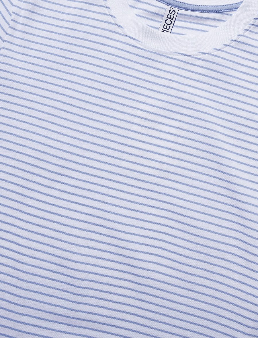 Pieces - PCRIA SS TEE STRIPES JRS NOOS BC - t-shirts - bright white - 2