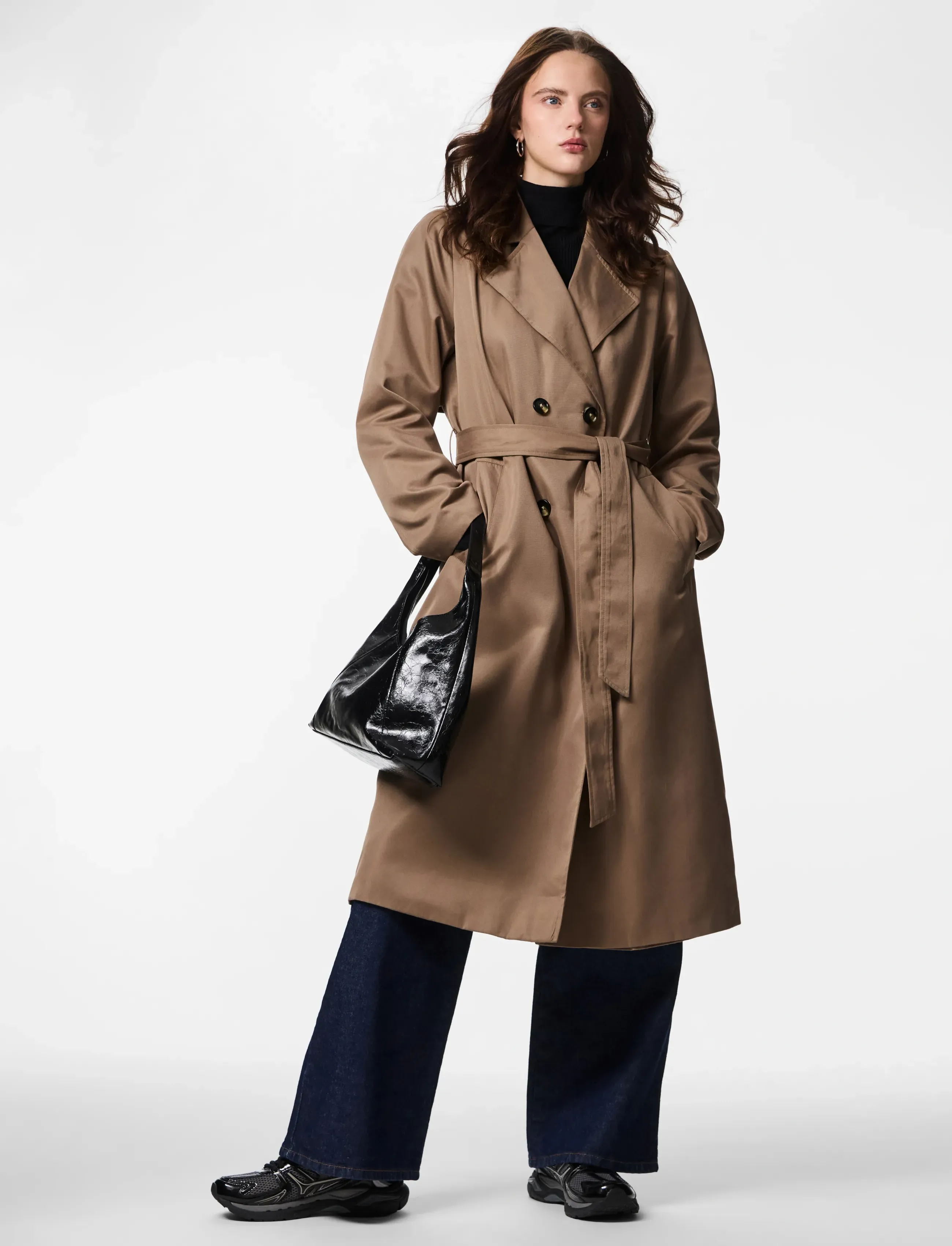 Pieces Pcscarlett Ls Trenchcoat Noos Bc, XS, Brown, Frakker > Trenchcoats, Dame