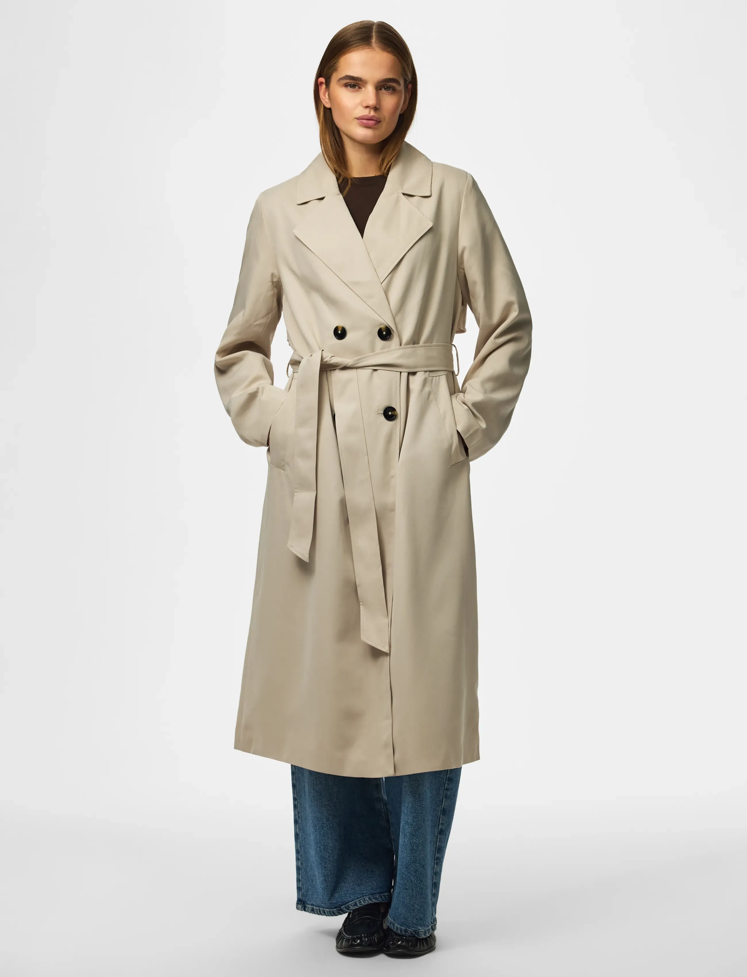Pieces PCSCARLETT LS TRENCHCOAT NOOS BC - Mantlid - SILVER GRAY / beige