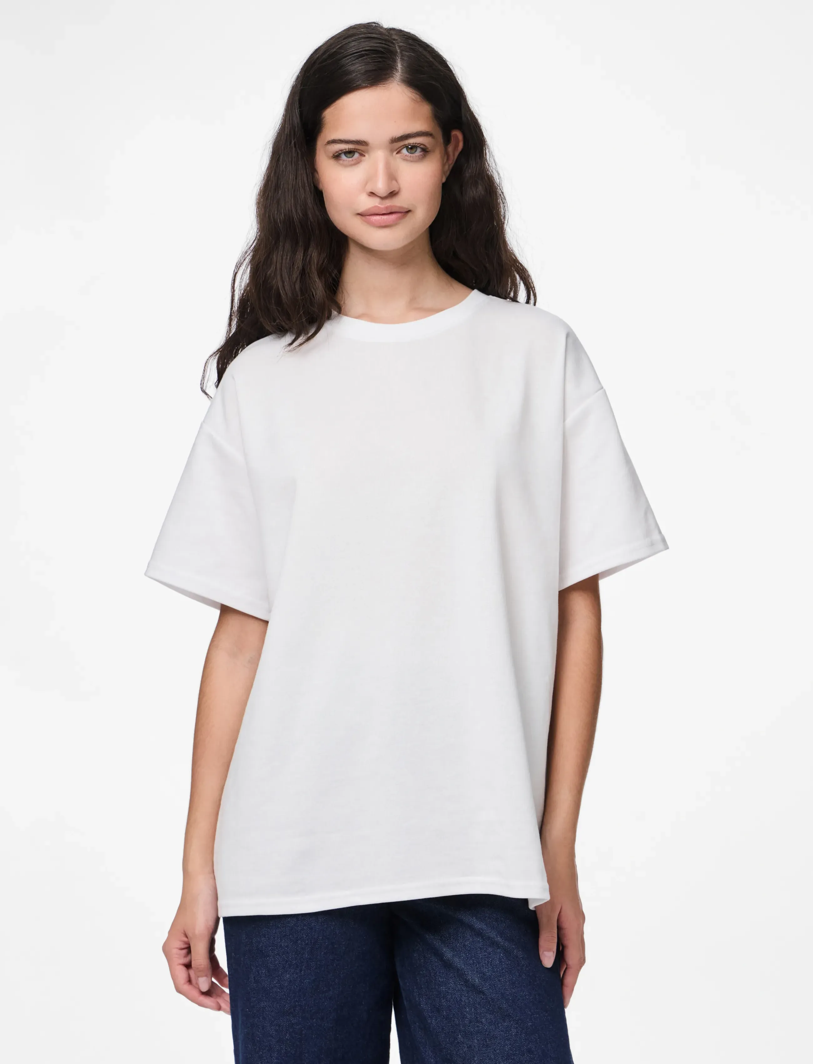 Pieces PCSKYLAR SS OVERSIZED TEE JRS NOOS - T-Shirts & Tops - BRIGHT WHITE / white