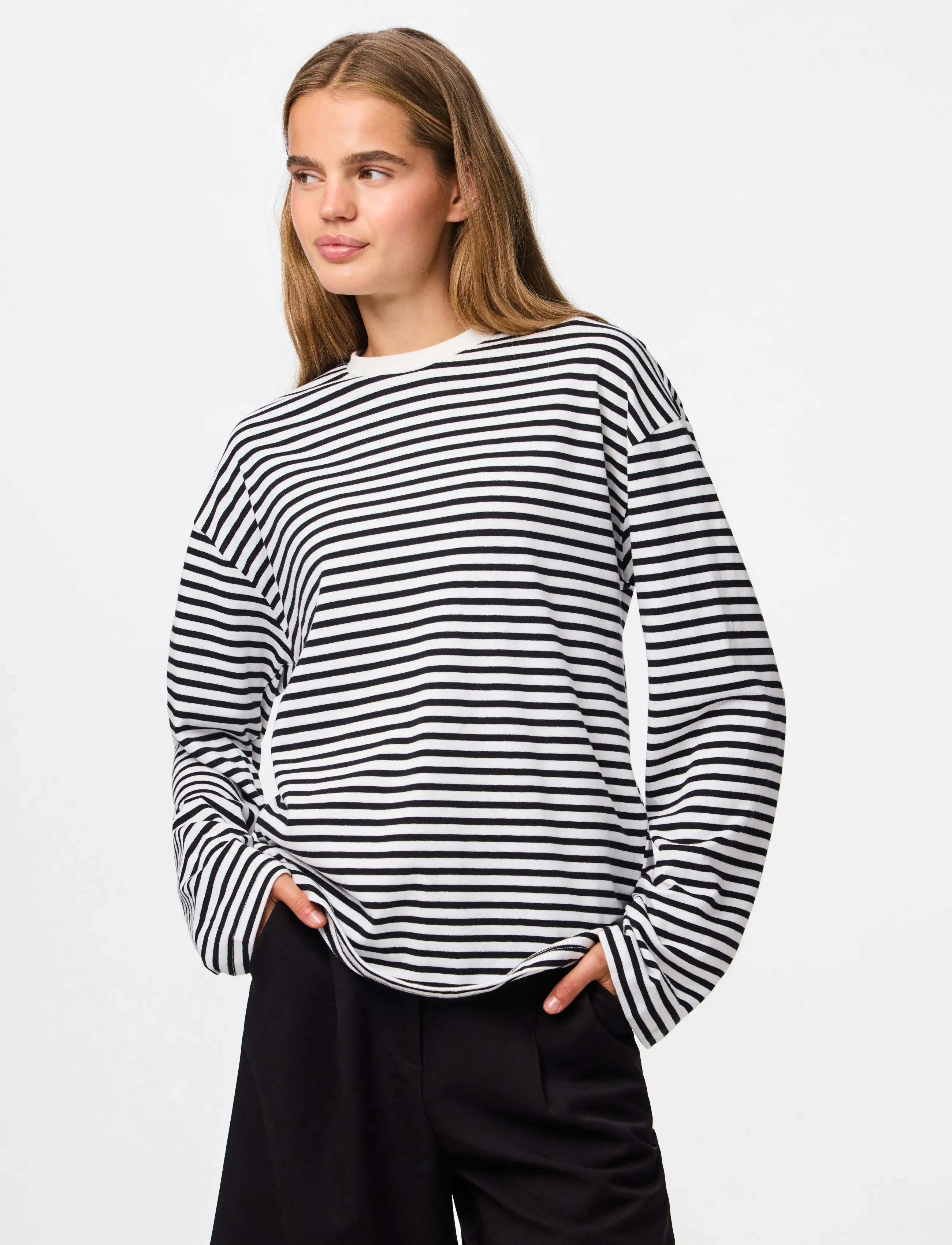 Pieces PCSADIE LS TOP JRS NOOS - T-Shirts & Tops - CLOUD DANCER / white