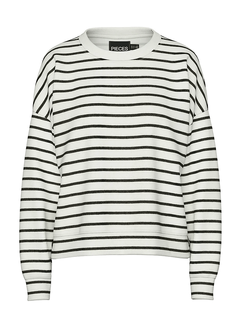 Pieces - PCCHILLI LS SWEAT STRIPES NOOS BC - sweatshirts - cloud dancer - 1