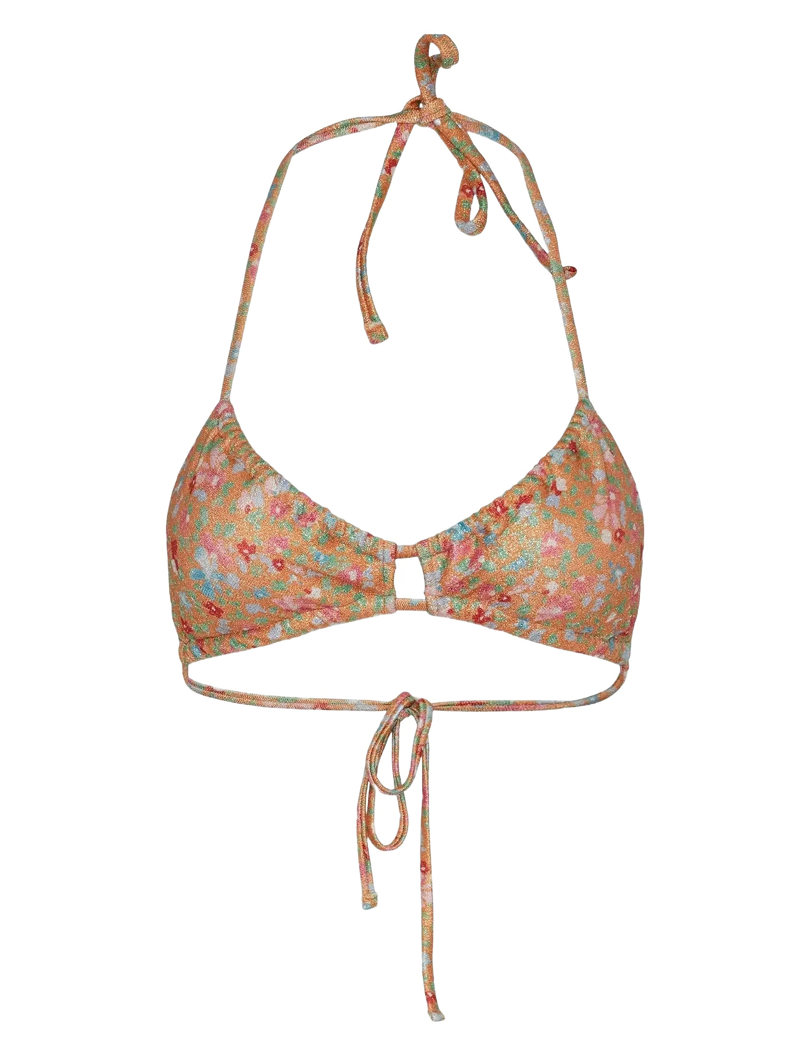 Pieces PCASINE SHINE BIKINI TOP SWW - Badetøj - BLAZING ORANGE / beige