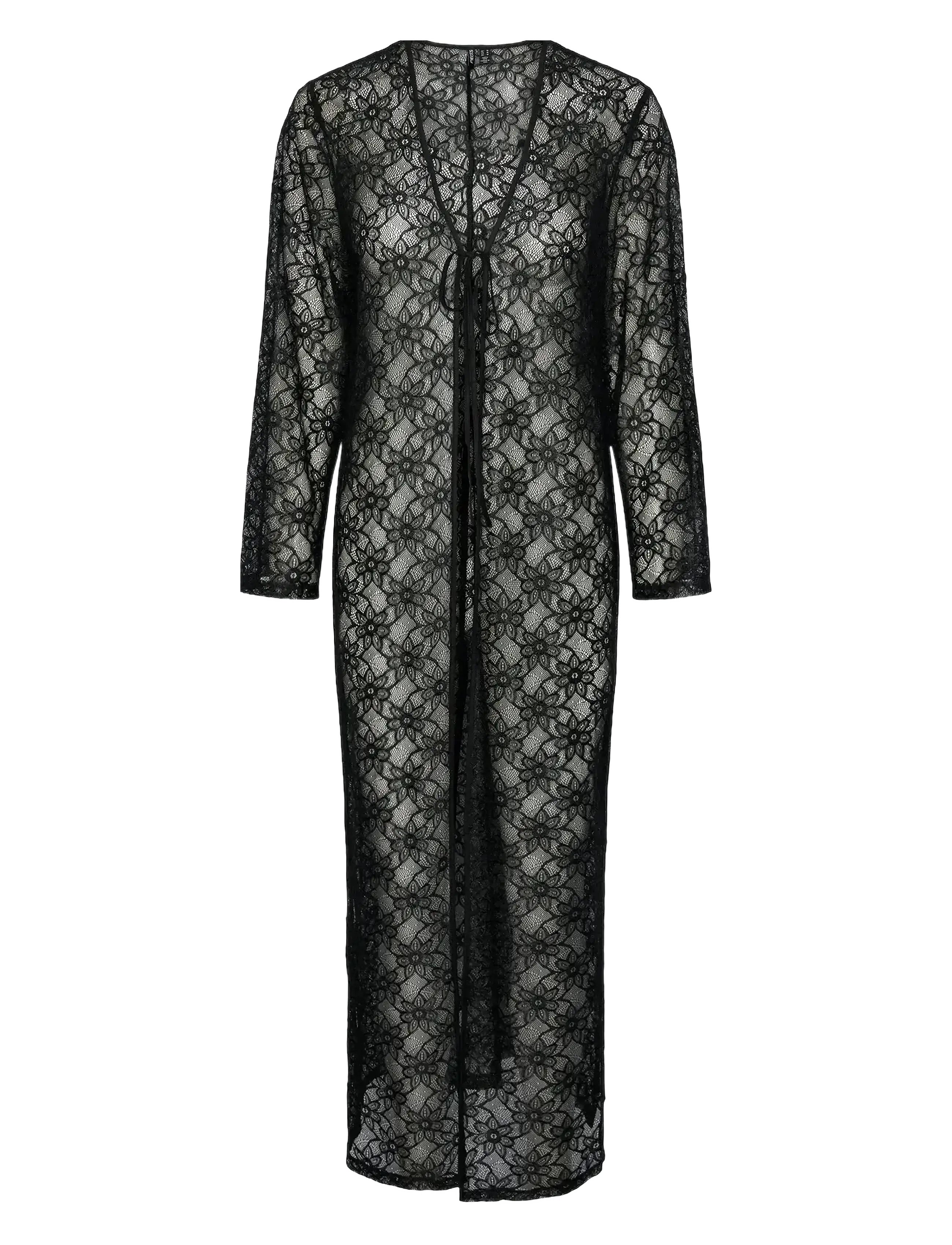 Pieces PCATILDE LS LACE ANKLE KIMINO SWW - Strandtøj - BLACK ONYX / black