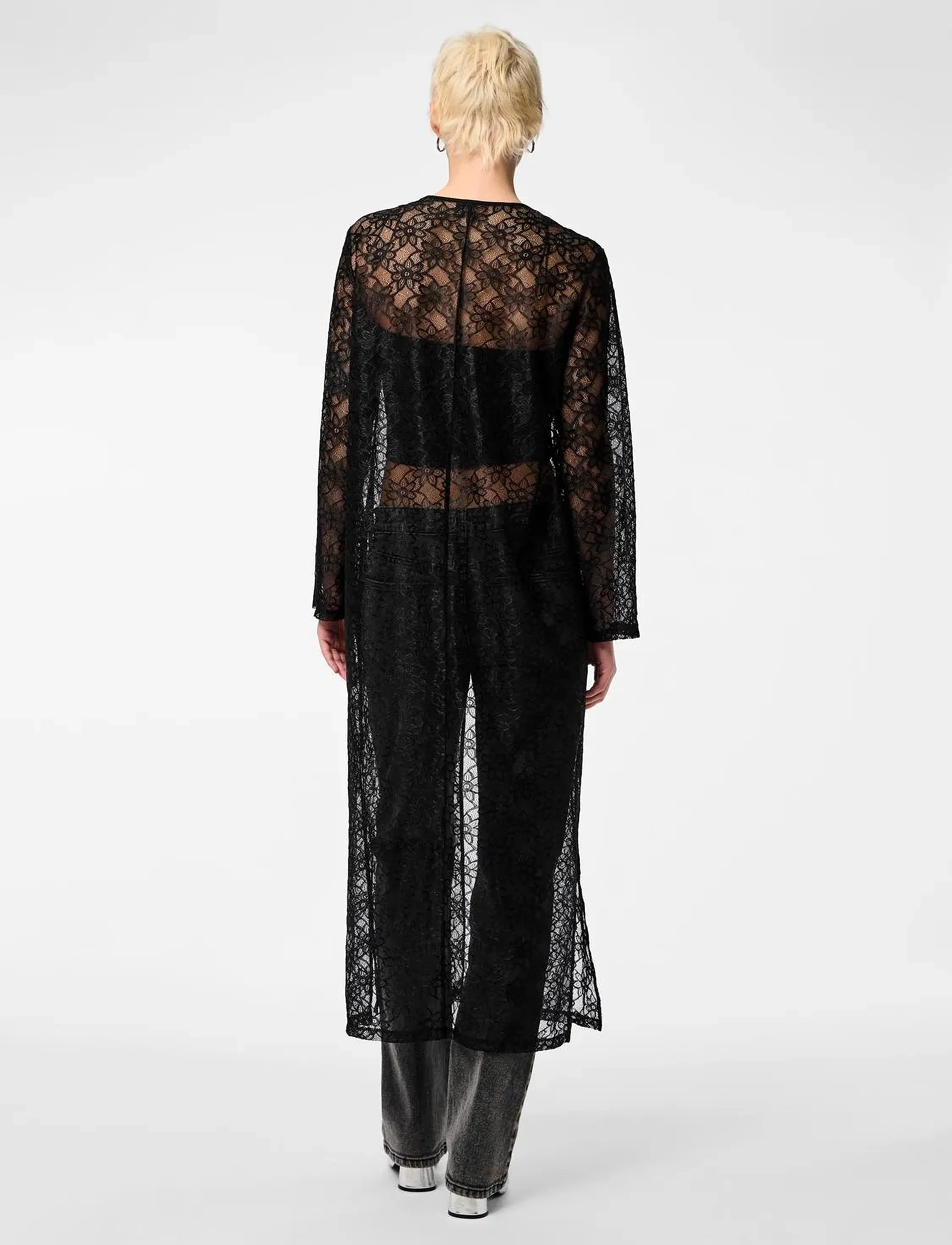 Pieces - PCATILDE LS LACE ANKLE KIMINO SWW - black onyx - 3