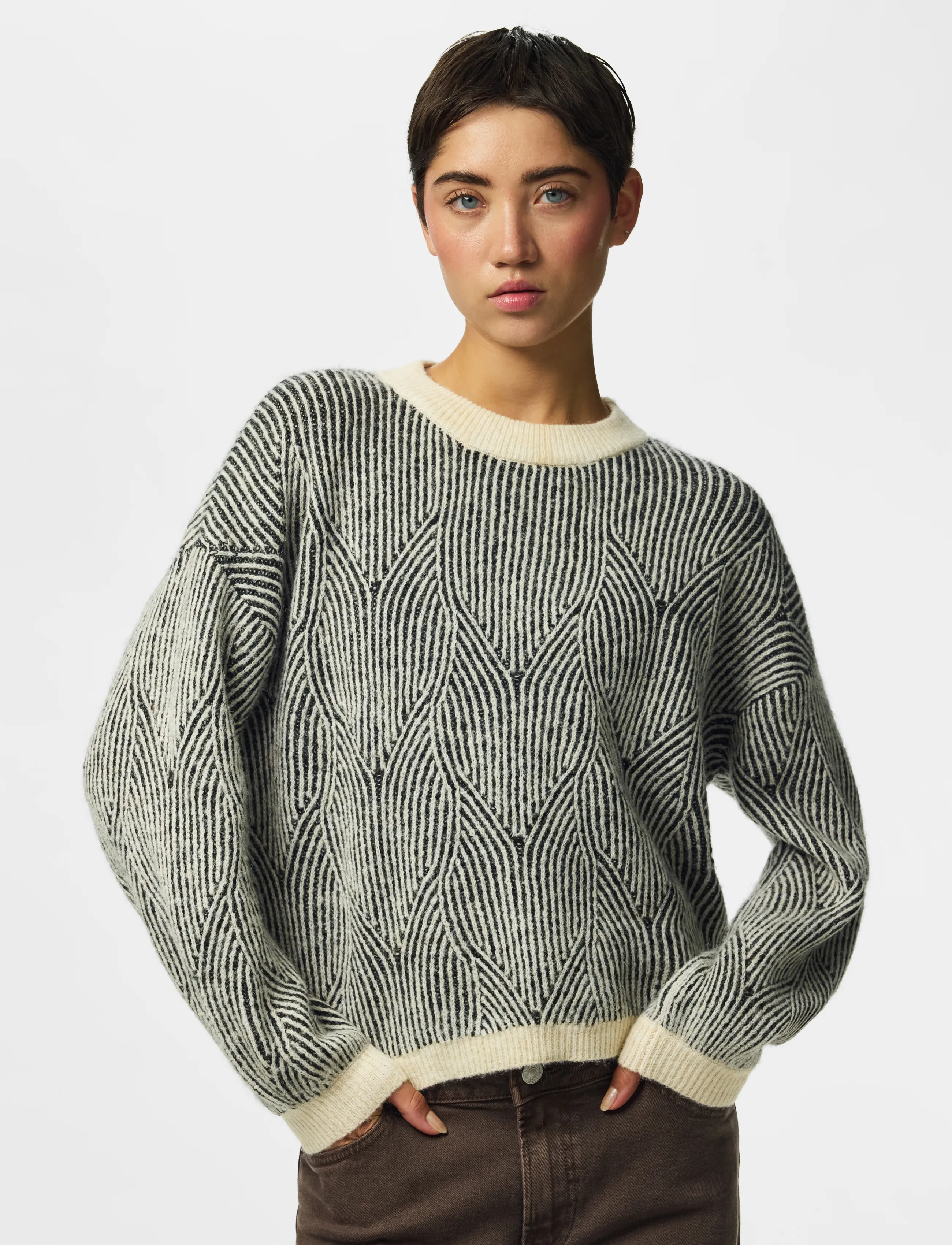 Pieces - PCJENNA LS O-NECK KNIT NOOS BC - striktrøjer - whitecap gray - 0