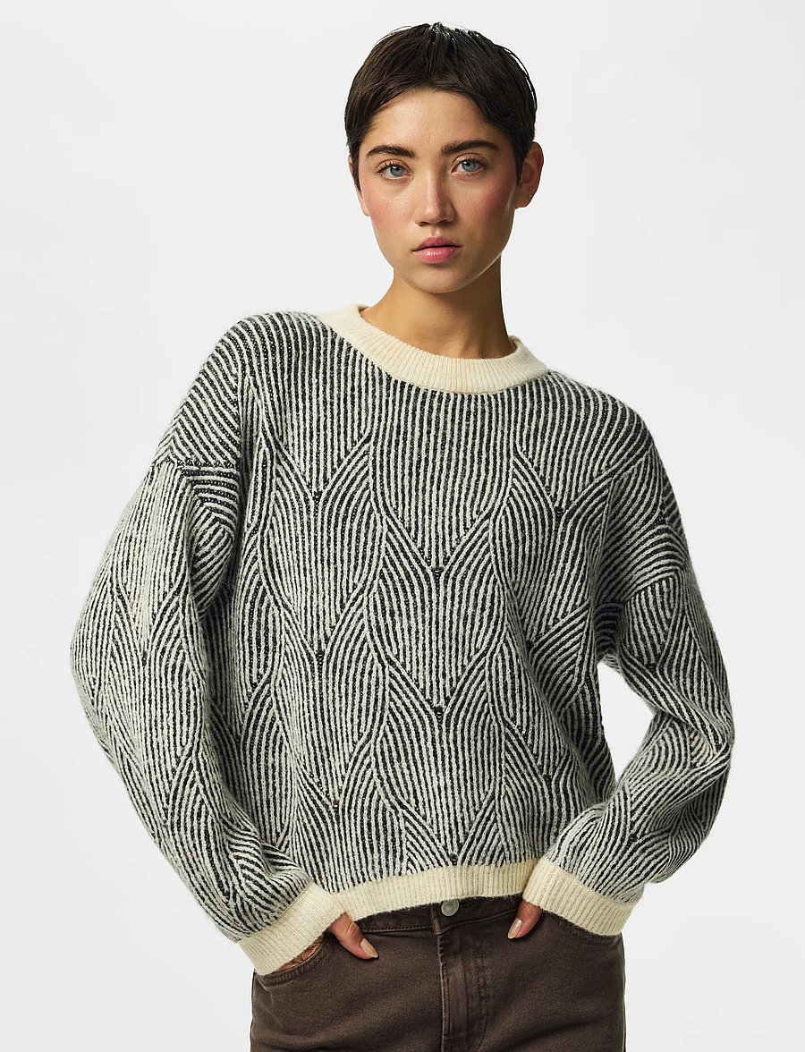 Pieces - PCJENNA LS O-NECK KNIT NOOS BC - striktrøjer - whitecap gray - 0