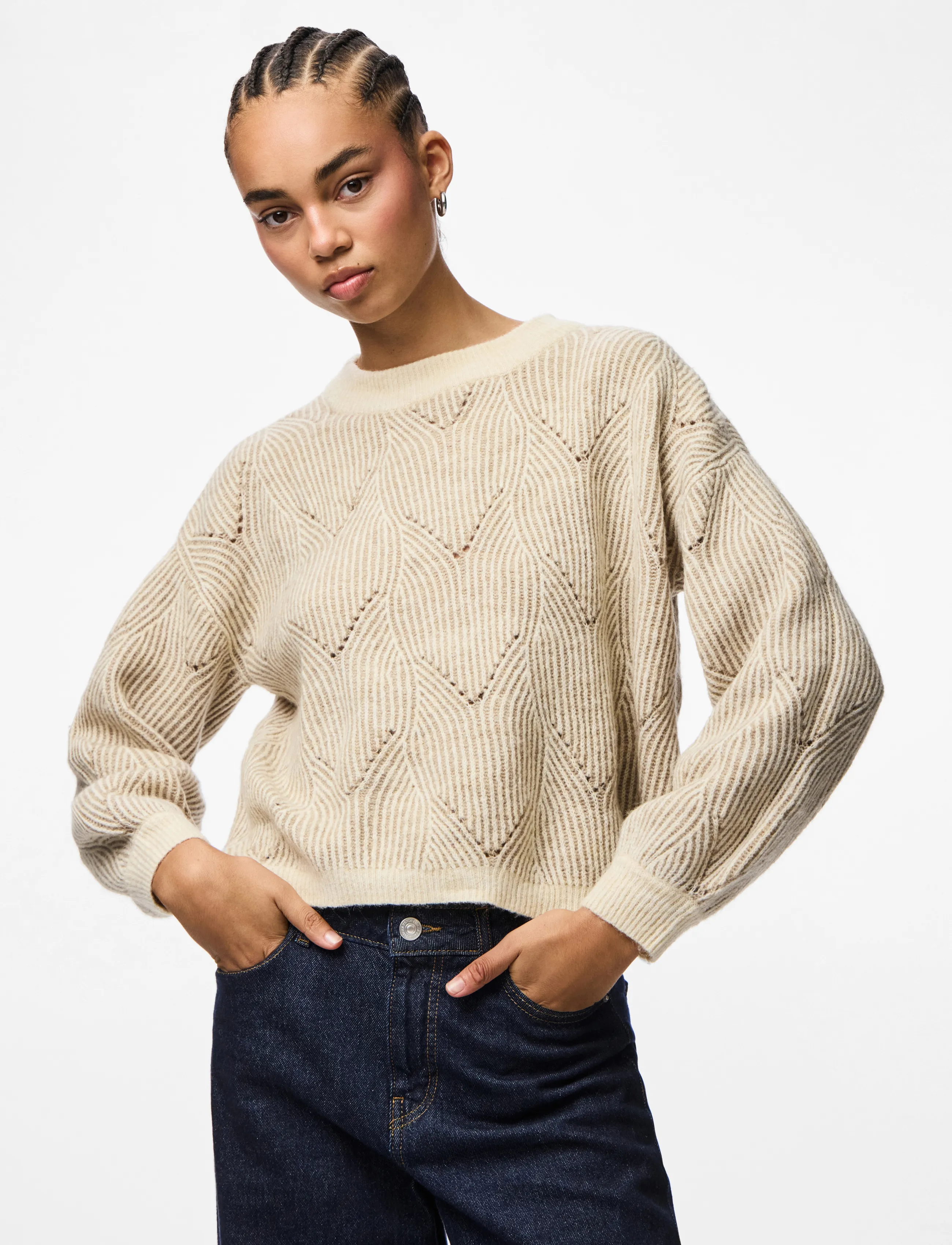 Pieces PCJENNA LS O-NECK KNIT NOOS BC - Clothing - WHITECAP GRAY / grey