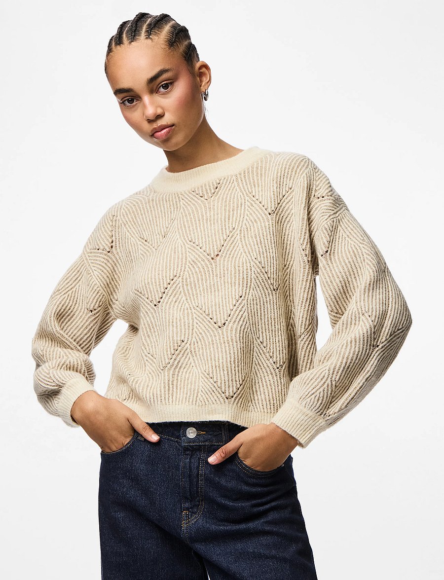 Pieces - PCJENNA LS O-NECK KNIT NOOS BC - striktrøjer - whitecap gray - 0