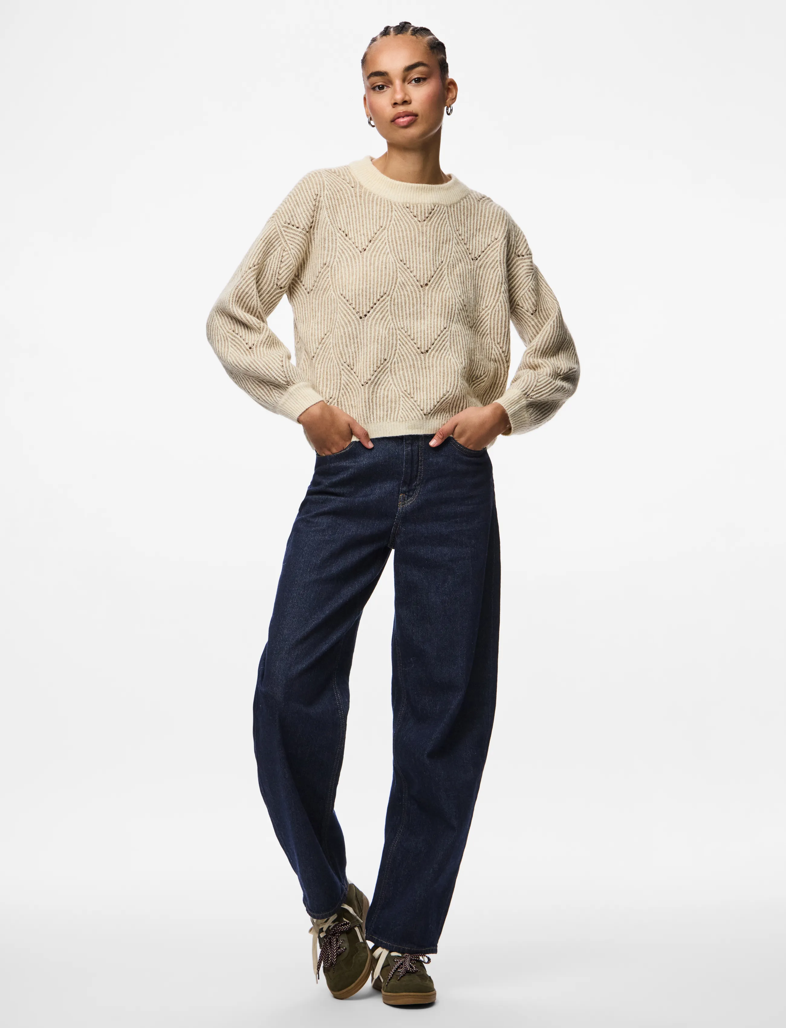 Pieces - PCJENNA LS O-NECK KNIT NOOS BC - jumpers - whitecap gray - 4