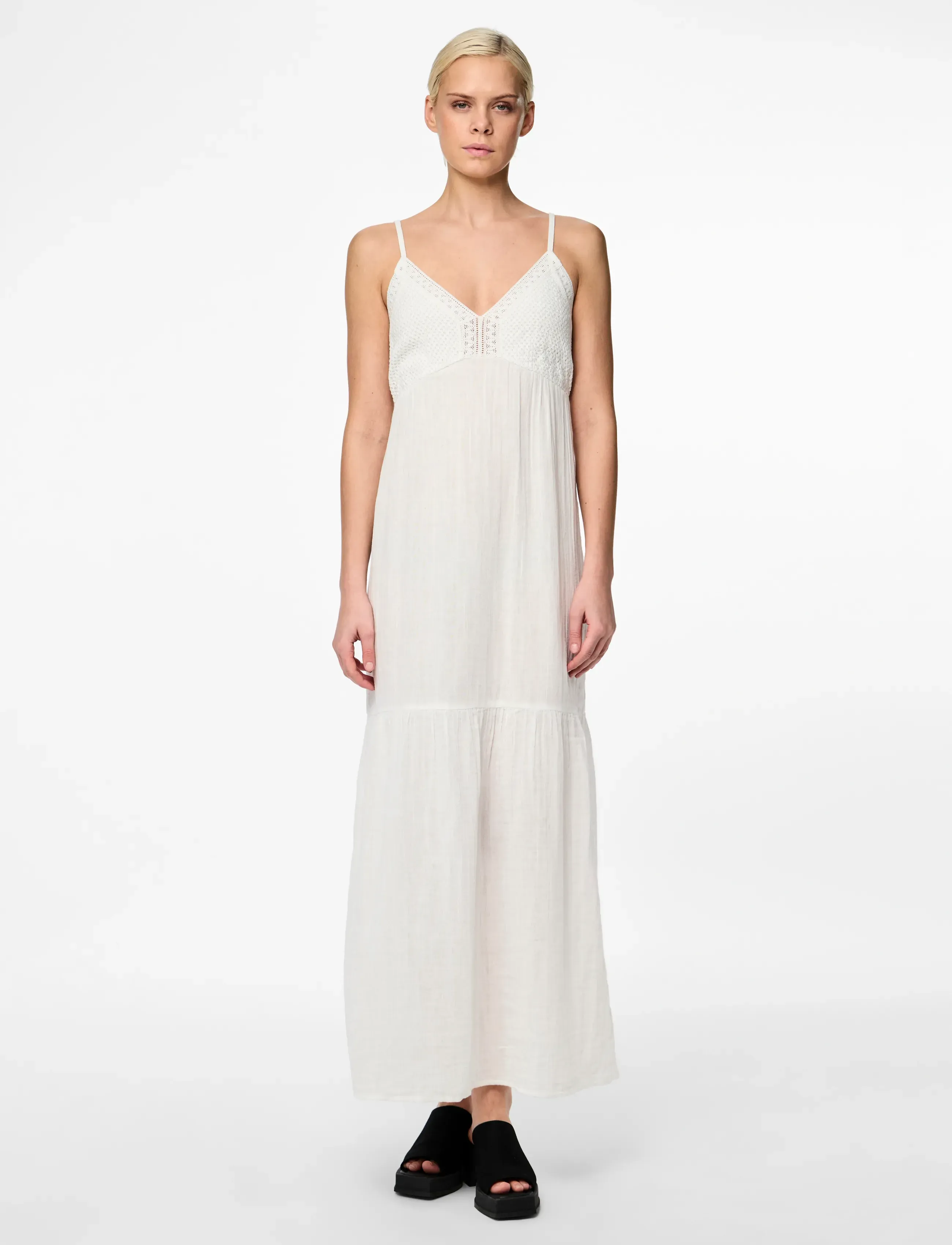 Pieces Pcastina Strap Maxi Dress Jrs Sww Bc, L, Dresses, Weiß - Dress, Frauen