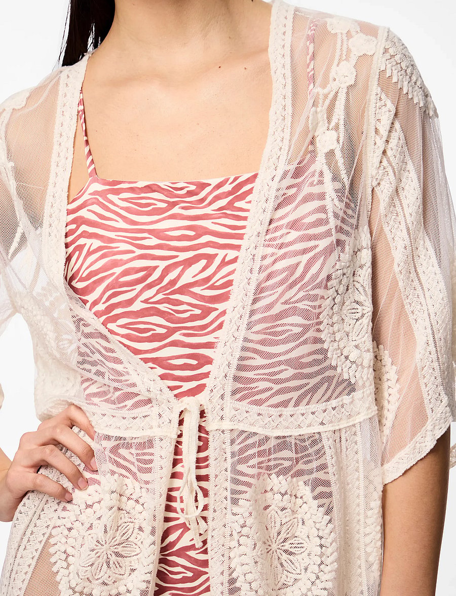 Pieces - PCAIDA KAFTAN WVN - strandmode - cloud dancer - 4