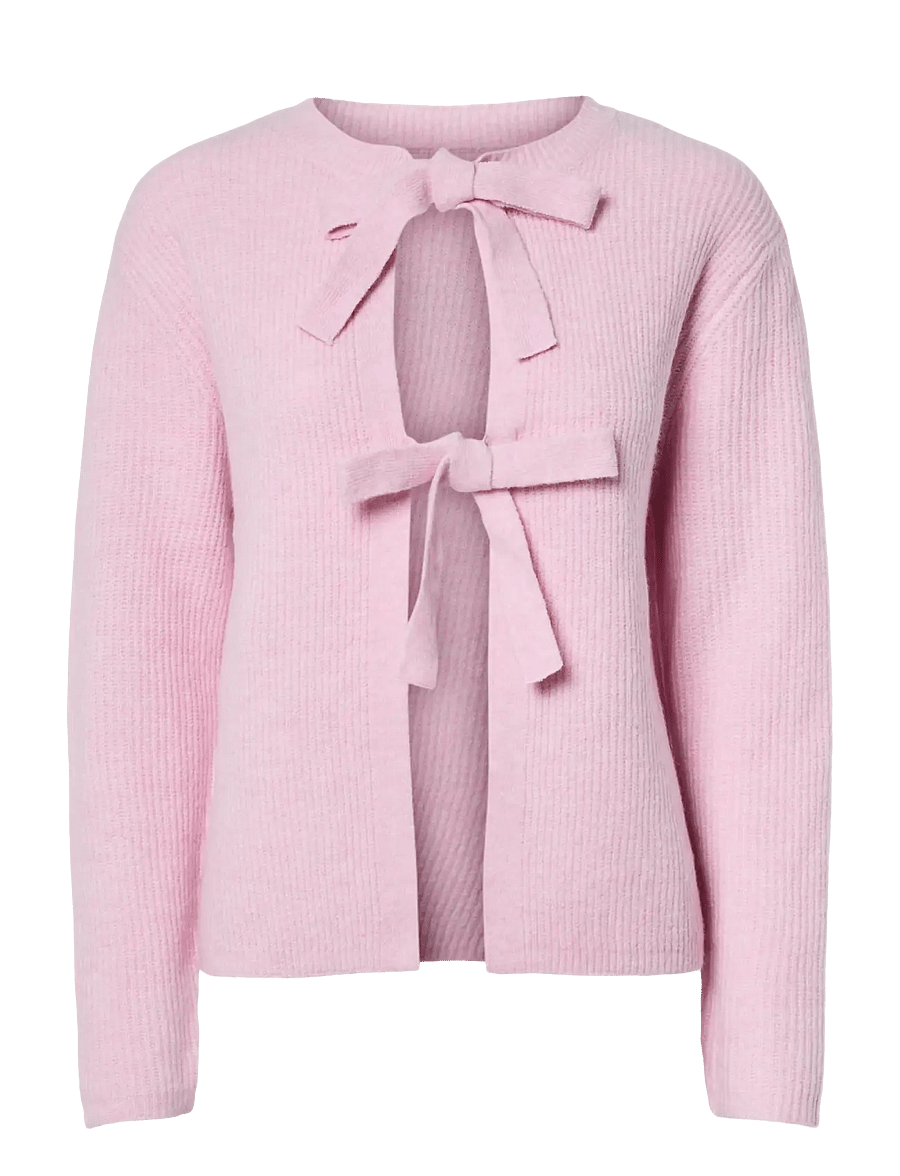 Pieces - PCSILLY LS REV TIE KNIT NOOS BC - stickade tröjor - roseate spoonbill - 1