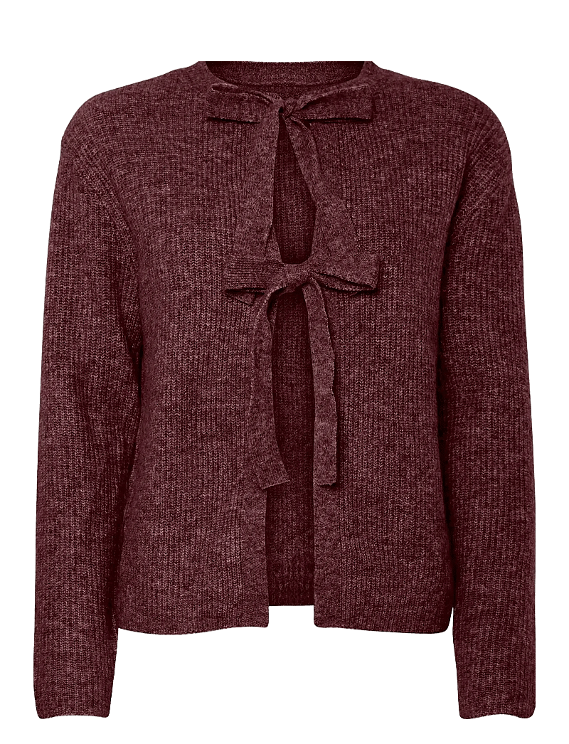 Pieces - PCSILLY LS REV TIE KNIT NOOS BC - swetry - tawny port - 1