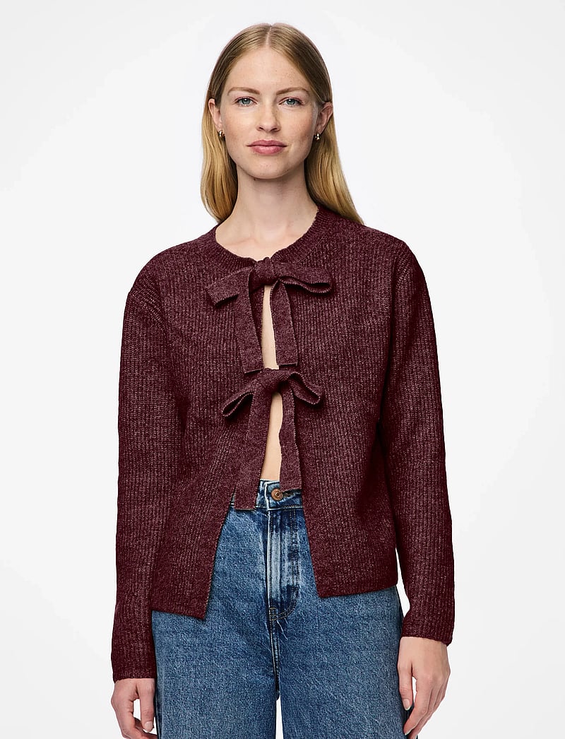 Pieces - PCSILLY LS REV TIE KNIT NOOS BC - stickade tröjor - tawny port - 0