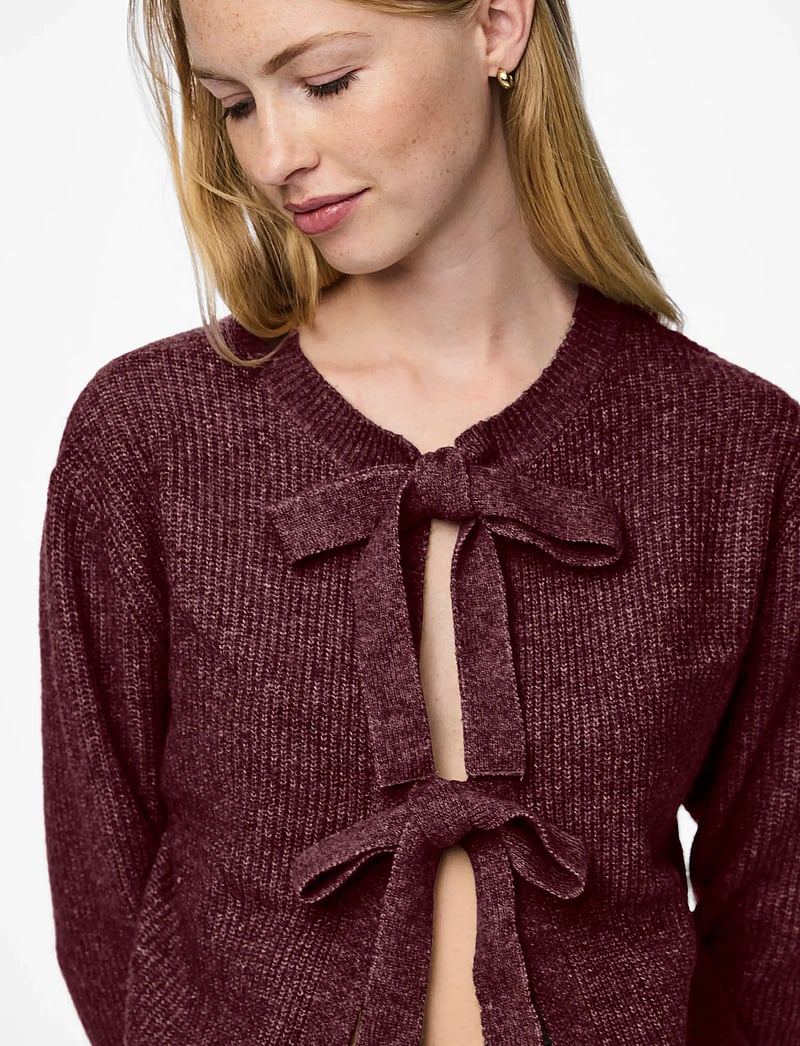 Pieces - PCSILLY LS REV TIE KNIT NOOS BC - stickade tröjor - tawny port - 4