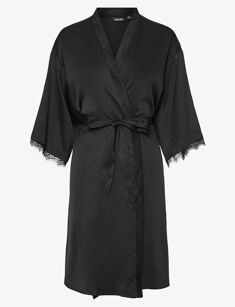 Pieces - PCANOVI 3/4 SATIN NIGHT KIMONO - kimonos - black - 0