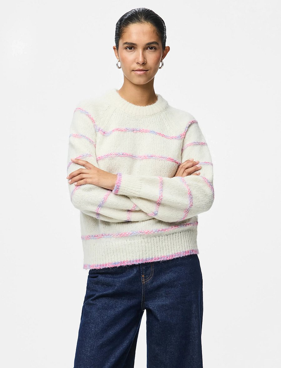 Pieces - PCNELIA LS O-NECK KNIT NOOS BC - pullover - birch - 0