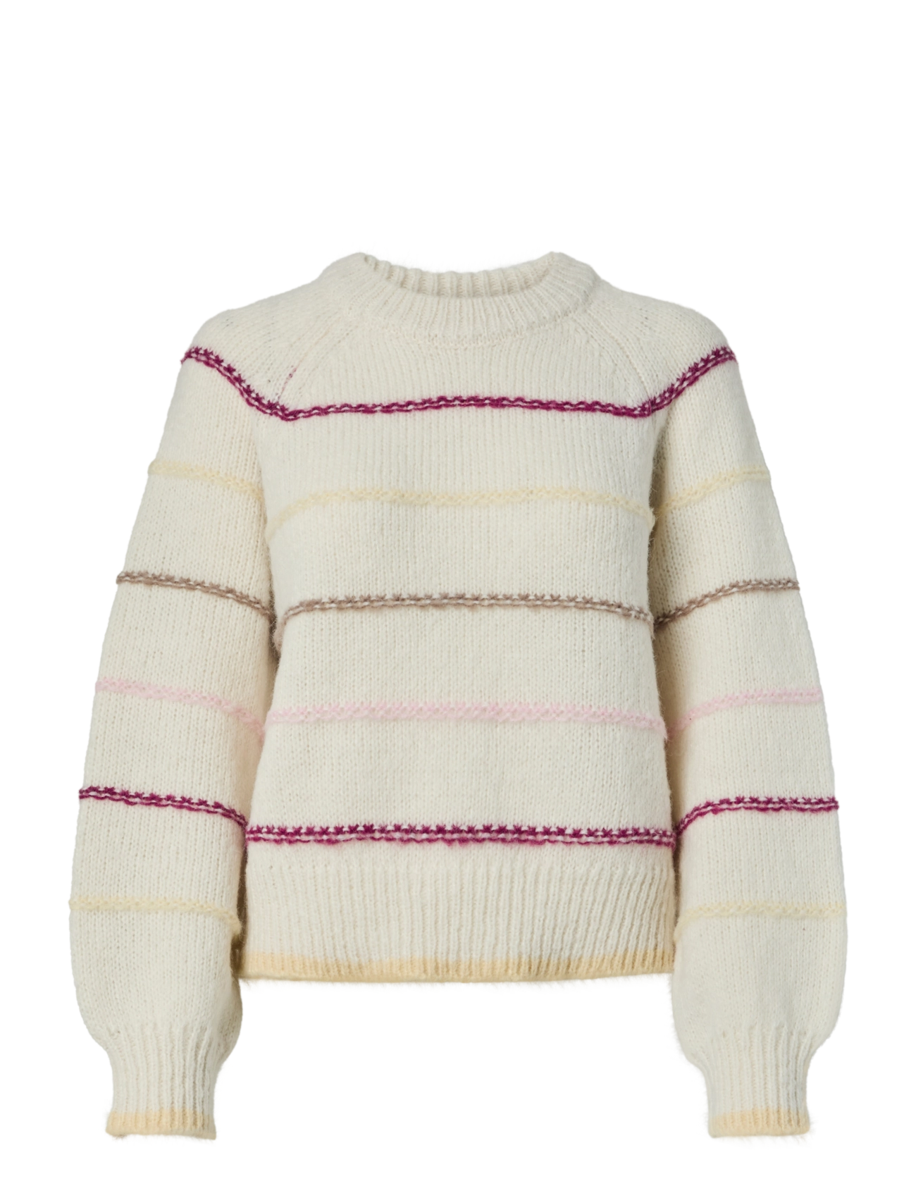 Pieces PCNELIA LS O-NECK KNIT NOOS BC - Riided - BIRCH / cream