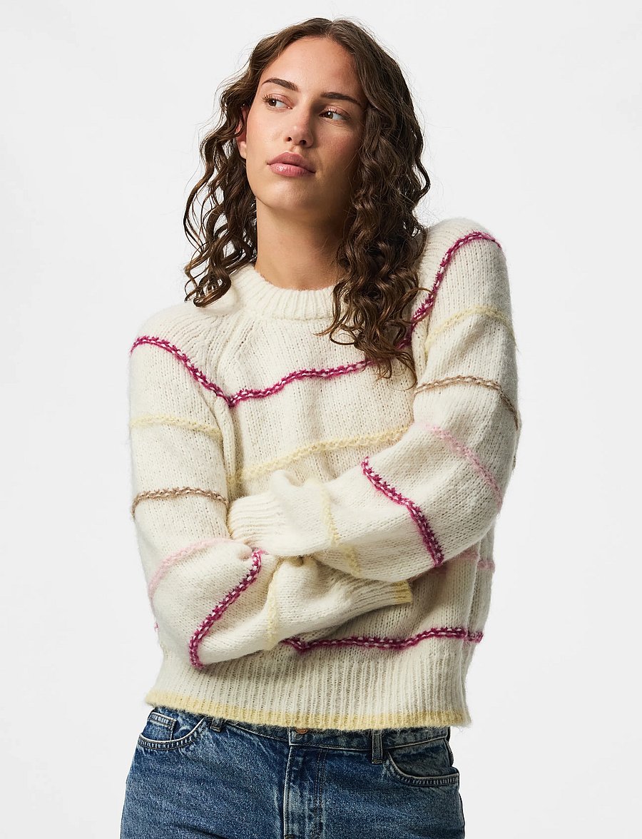 Pieces - PCNELIA LS O-NECK KNIT NOOS BC - kampsunid - birch - 0