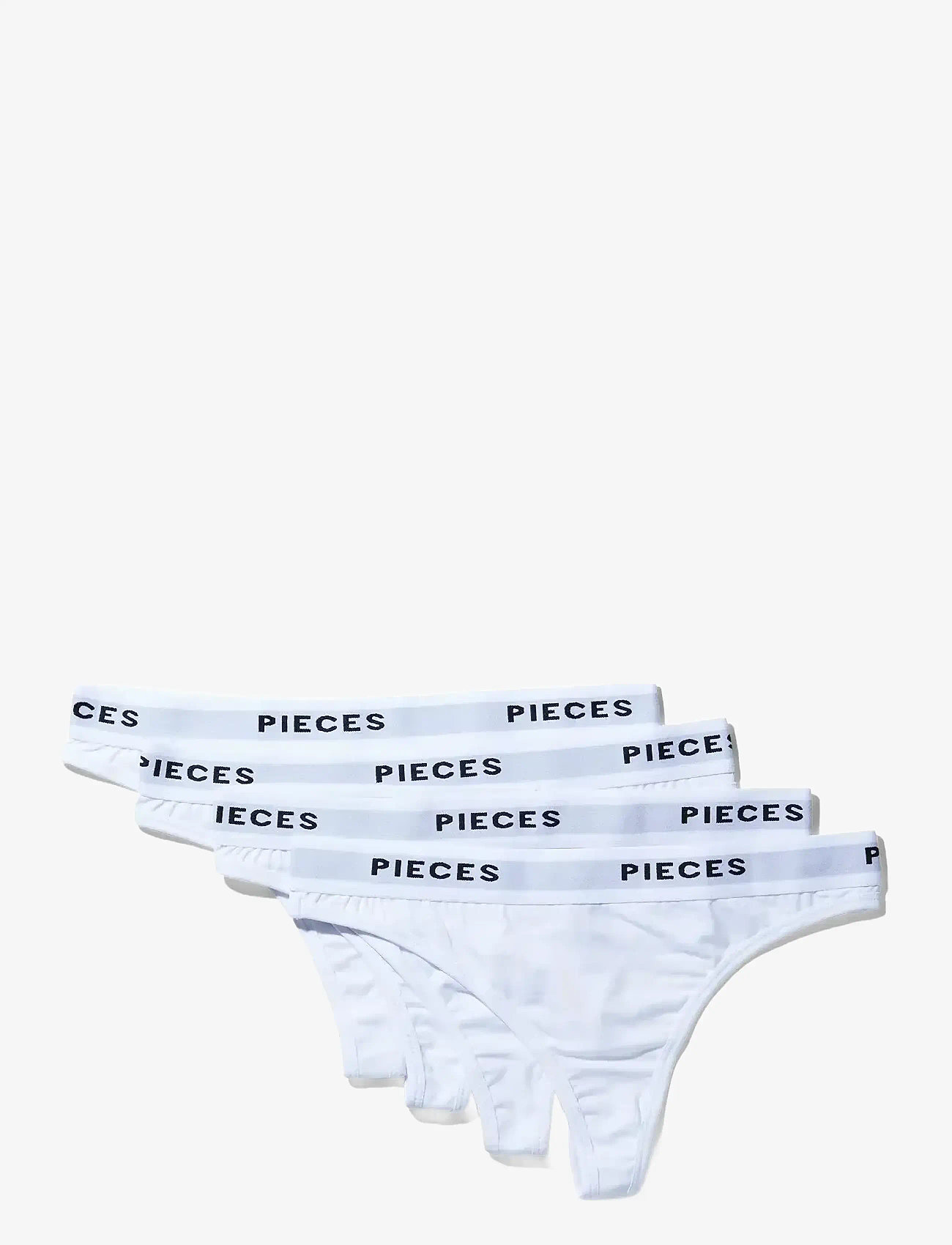 Pieces - PCLOGO LADY THONG 4 PACK NOOS BC - bright white - 0