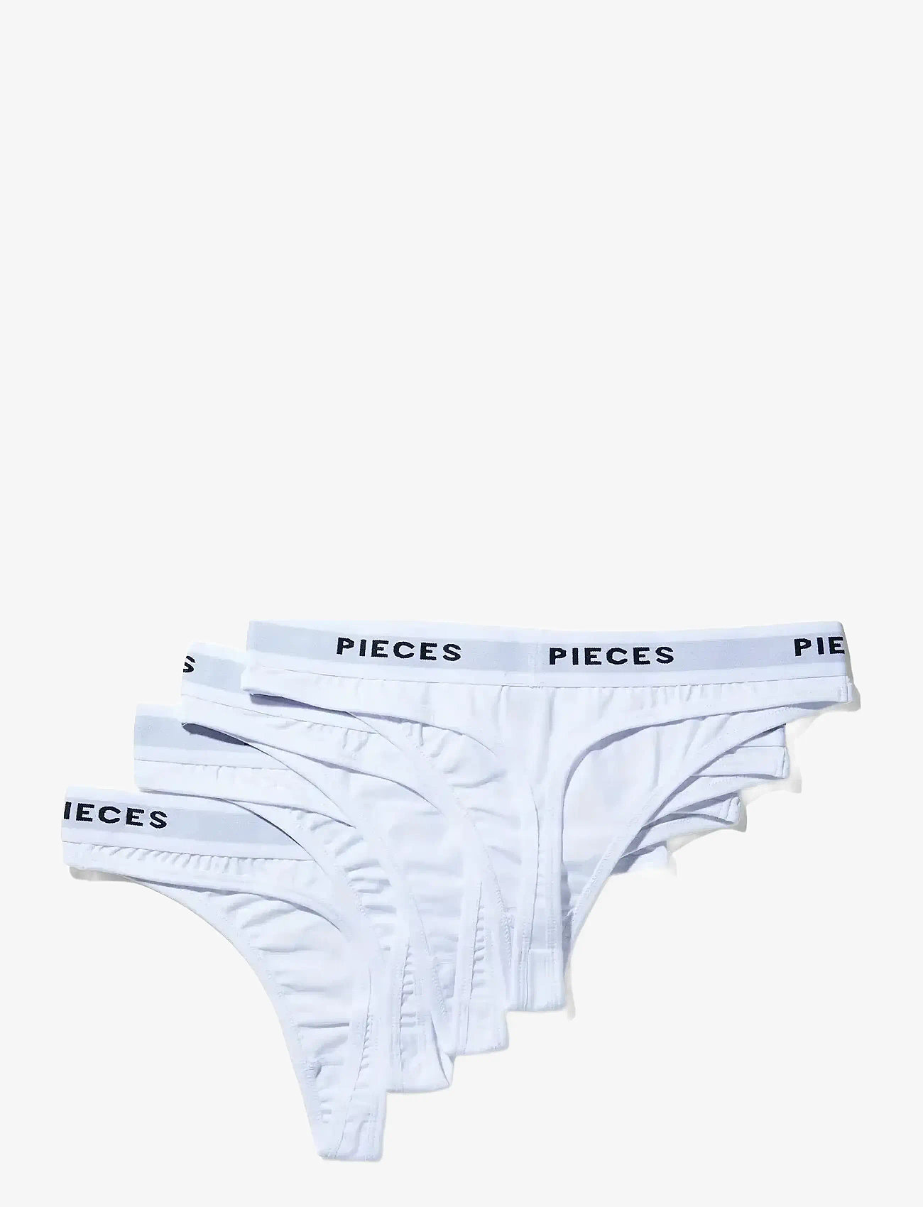Pieces - PCLOGO LADY THONG 4 PACK NOOS BC - bright white - 1