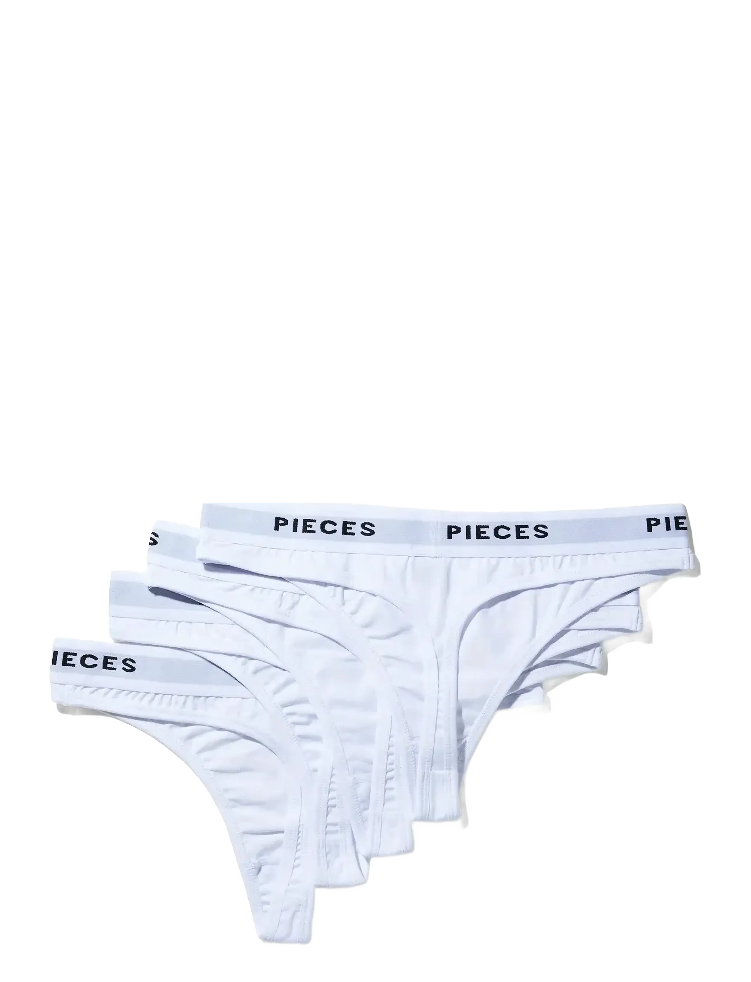 Pieces - PCLOGO LADY THONG 4 PACK NOOS BC - bright white - 1