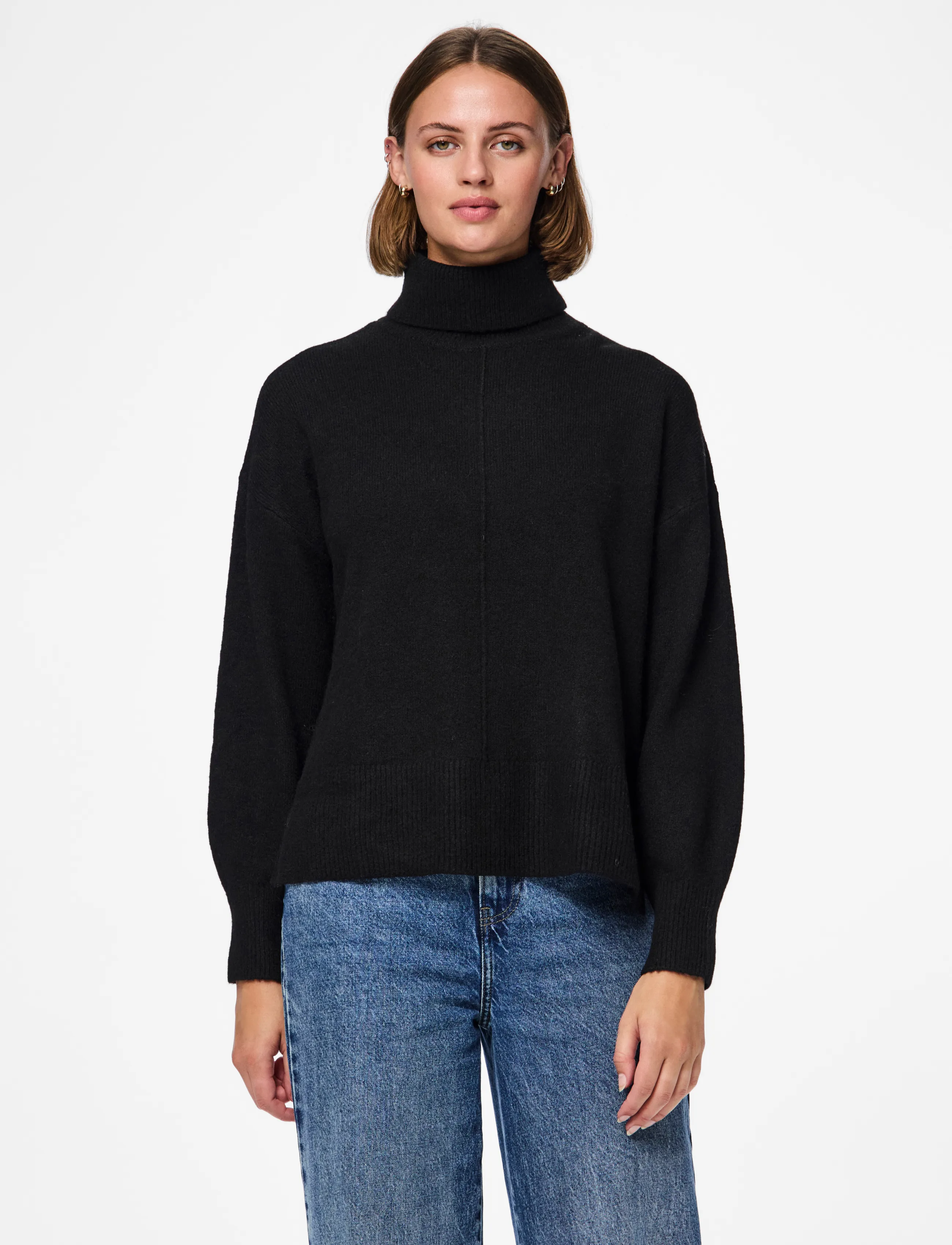Pieces - PCMALOU LS ROLLNECK KNIT NOOS BC - black - 0