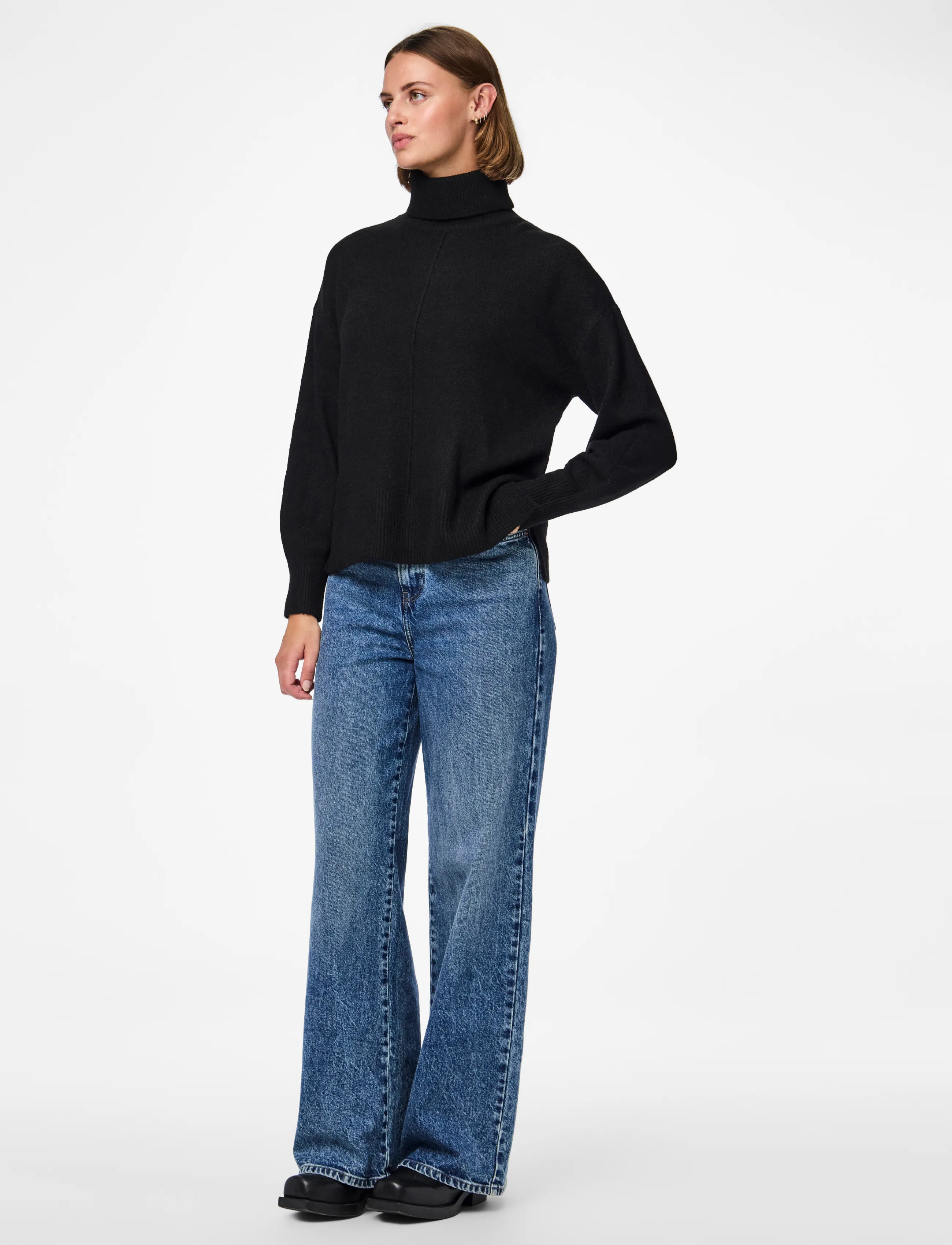 Pieces - PCMALOU LS ROLLNECK KNIT NOOS BC - black - 4