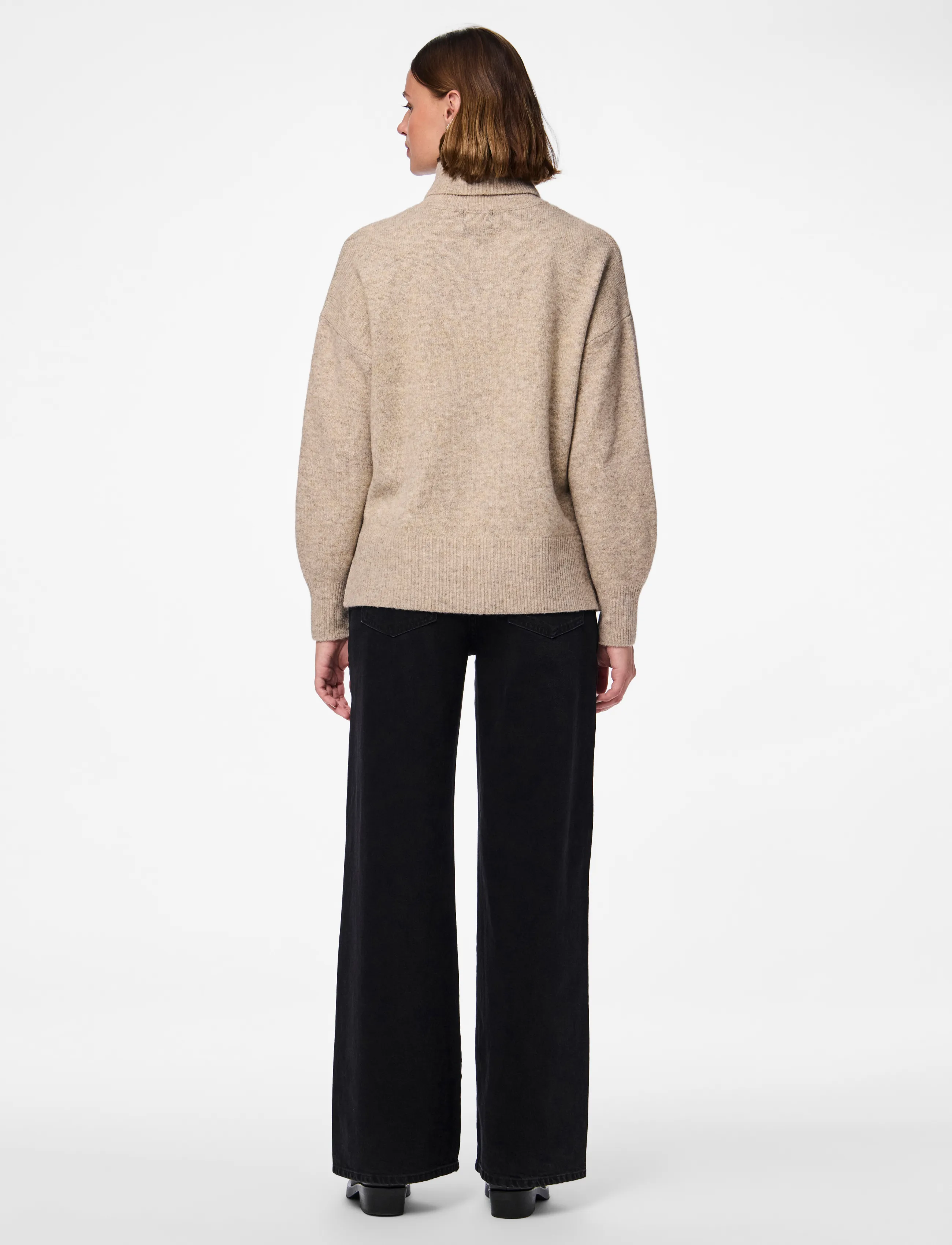 Pieces - PCMALOU LS ROLLNECK KNIT NOOS BC - taupe gray - 3