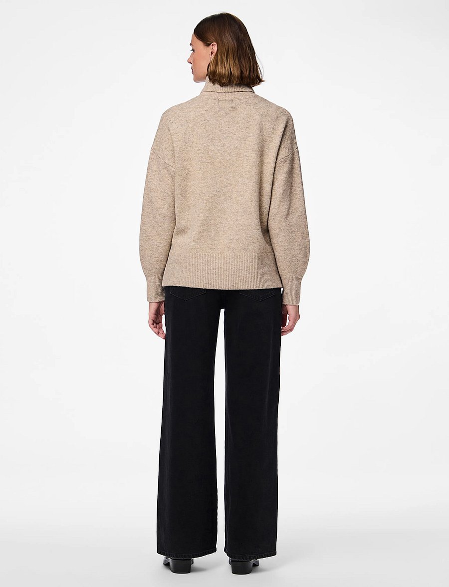Pieces - PCMALOU LS ROLLNECK KNIT NOOS BC - taupe gray - 3
