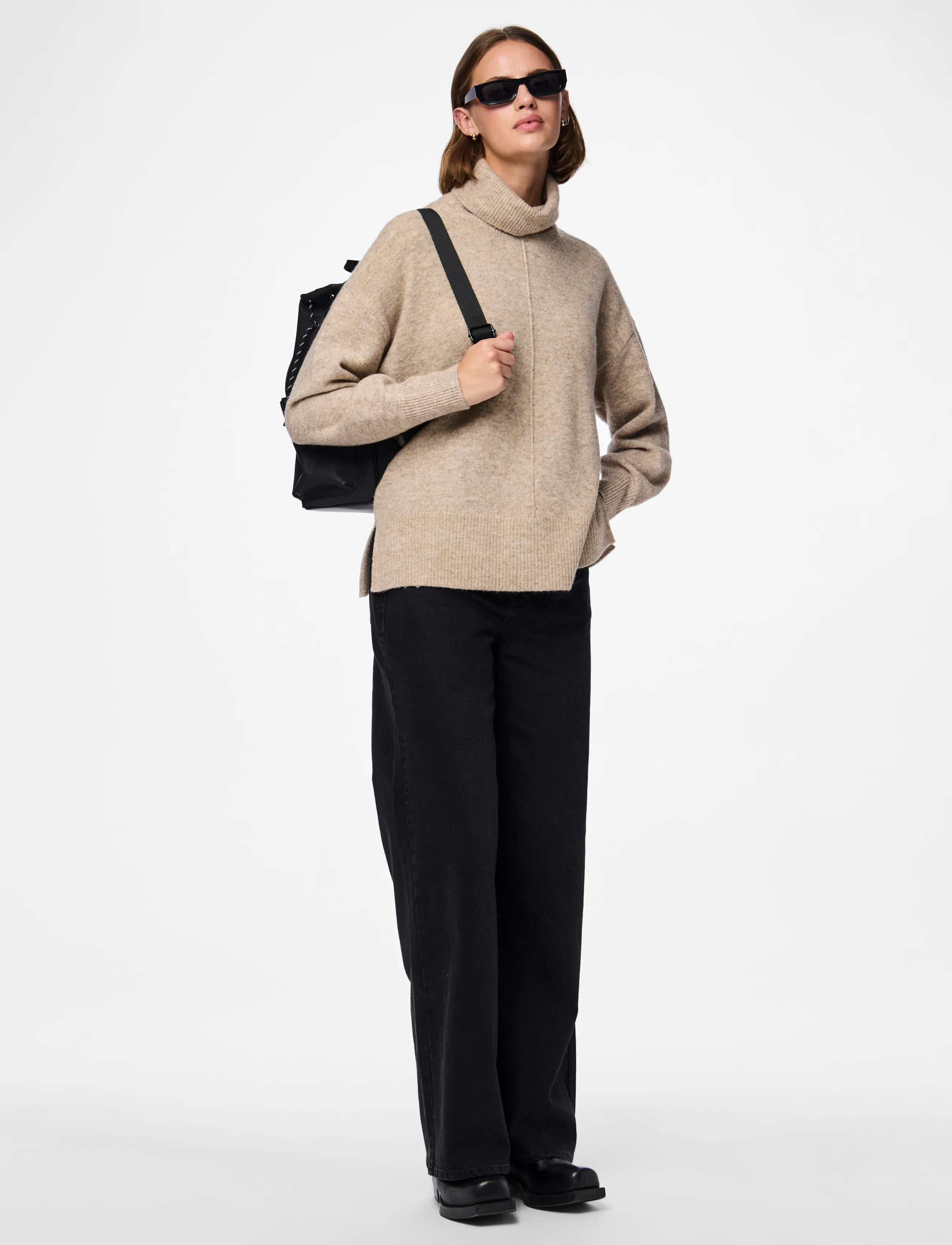 Pieces - PCMALOU LS ROLLNECK KNIT NOOS BC - taupe gray - 5