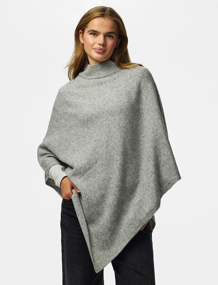 Pieces - PCFORTUNA HIGH NECK PONCHO NOOS BC - medium grey melange - 0