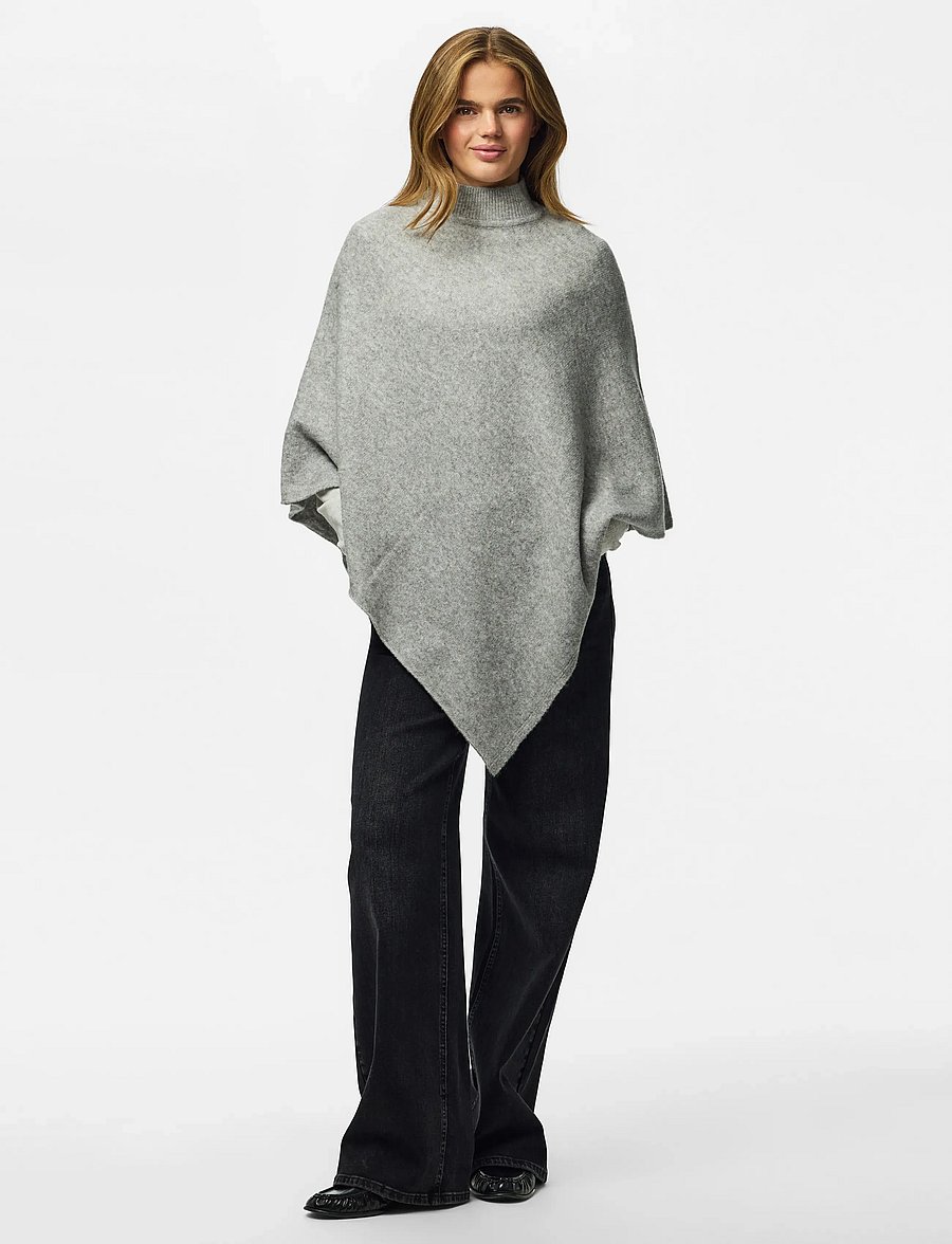 Pieces - PCFORTUNA HIGH NECK PONCHO NOOS BC - medium grey melange - 4