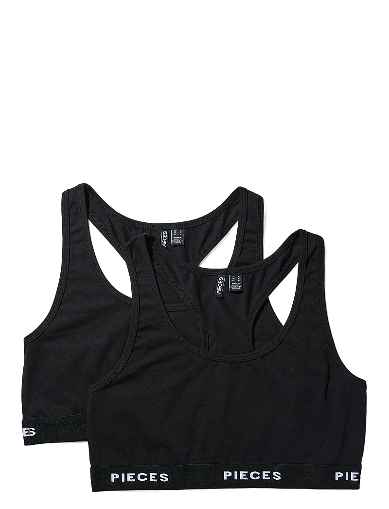 Pieces - PCLOGO LADY TOP 2 PACK NOOS BC - tank top bras - black - 0