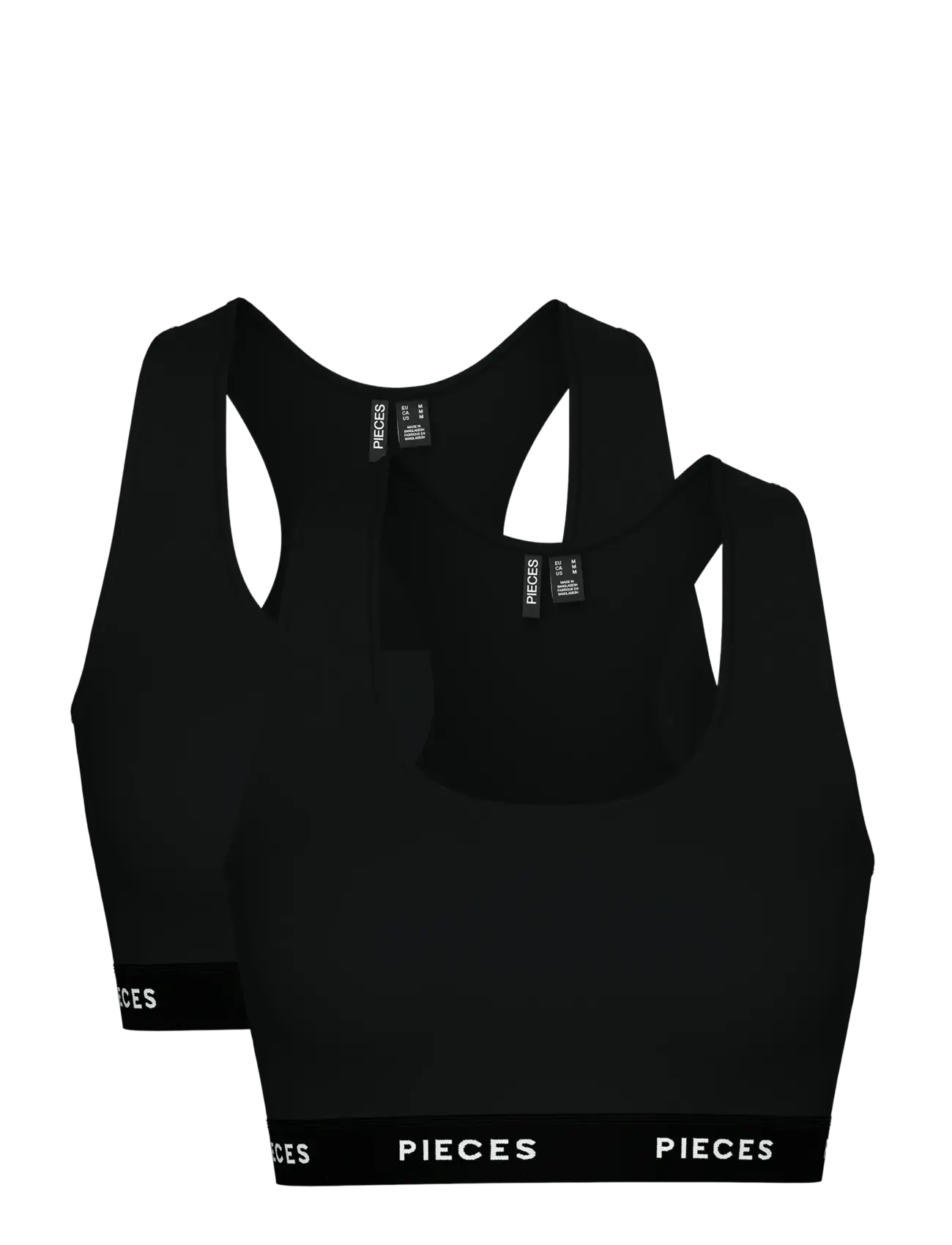 Pieces PCLOGO LADY TOP 2 PACK NOOS BC - Bh-linnen - BLACK / black