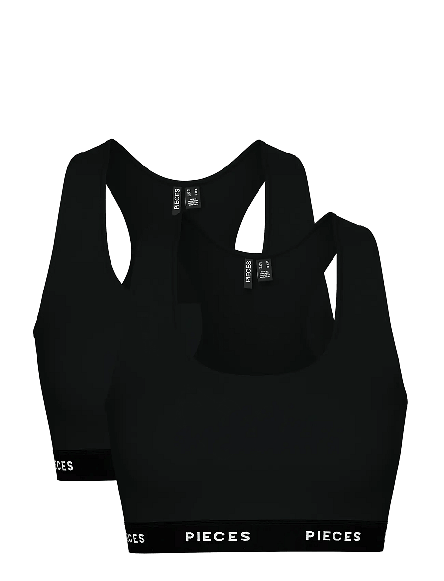 Pieces - PCLOGO LADY TOP 2 PACK NOOS BC - singlet-bh-er - black - 0