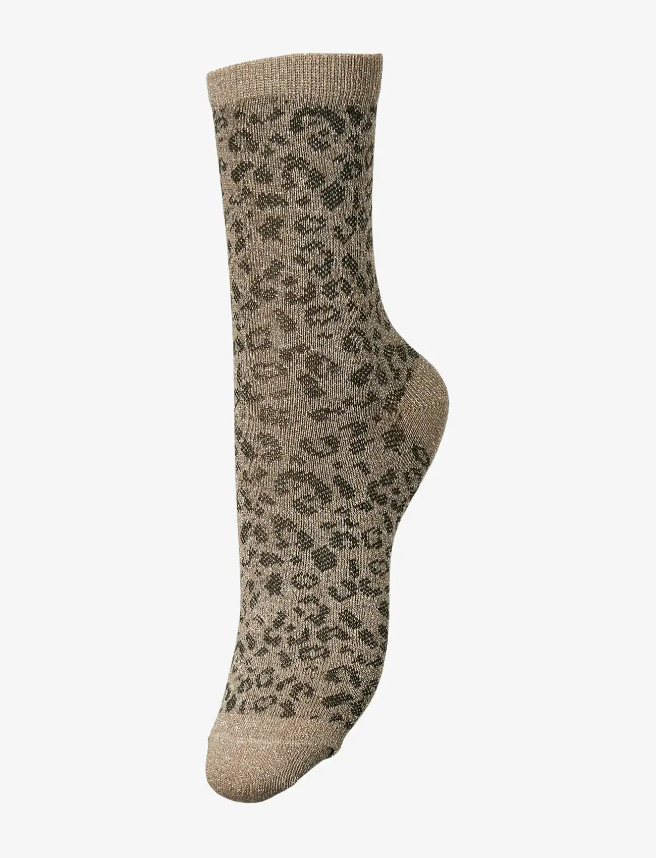 Pieces - PCSEBBY GLITTER LONG AOP SOCKS NOOS BC - almindelige strømper - taupe gray - 0