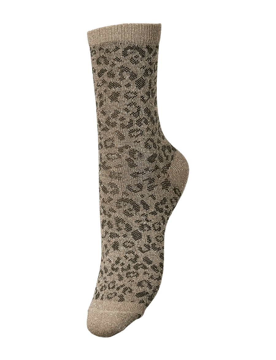 Pieces - PCSEBBY GLITTER LONG AOP SOCKS NOOS BC - tavalliset sukat - taupe gray - 0