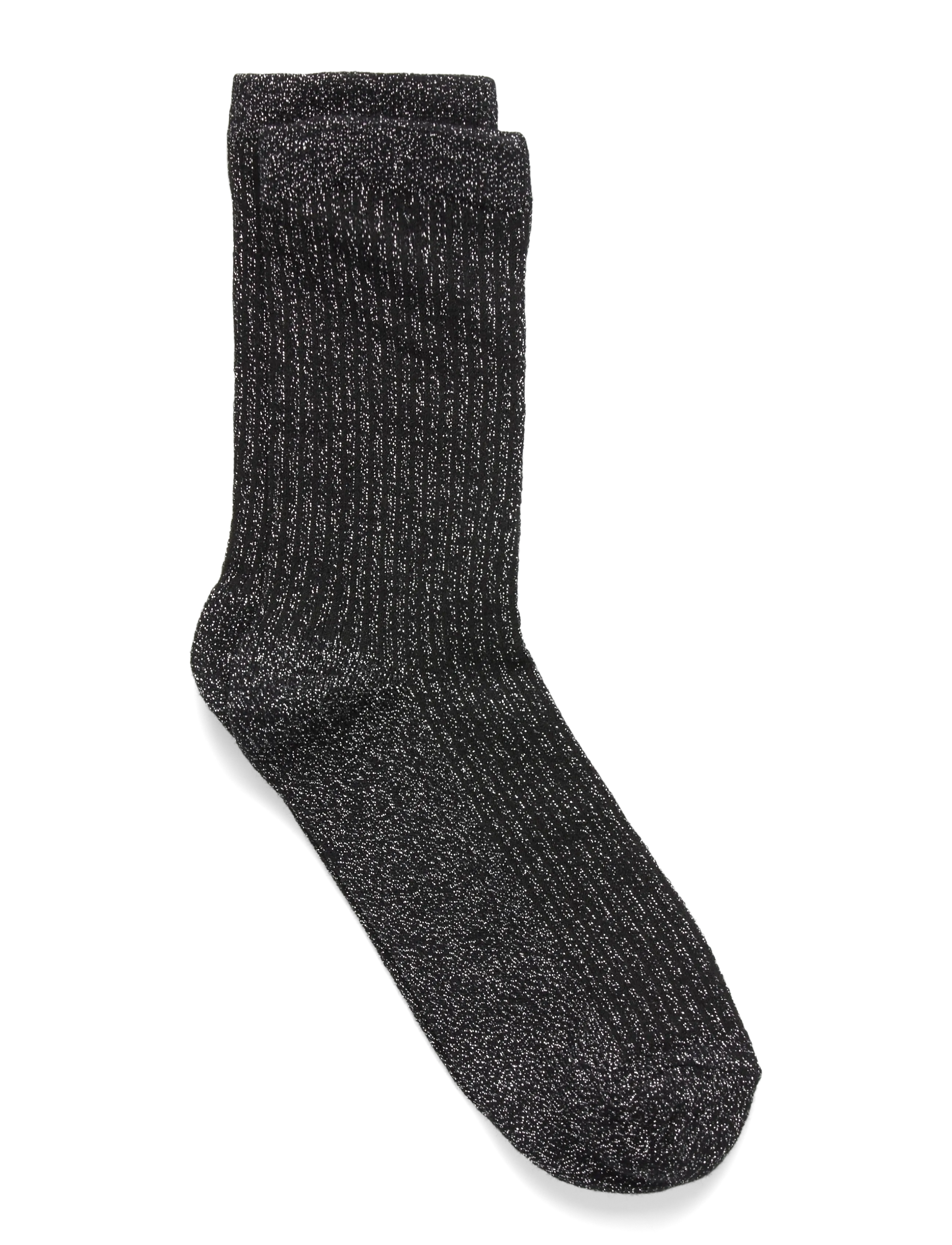 Pieces Pcsebby Glitter Long Stripe Sock Noos Bc, Kvinder, Lang Glitter Ribstrikket Sok, Sort, Str: ONE SIZE